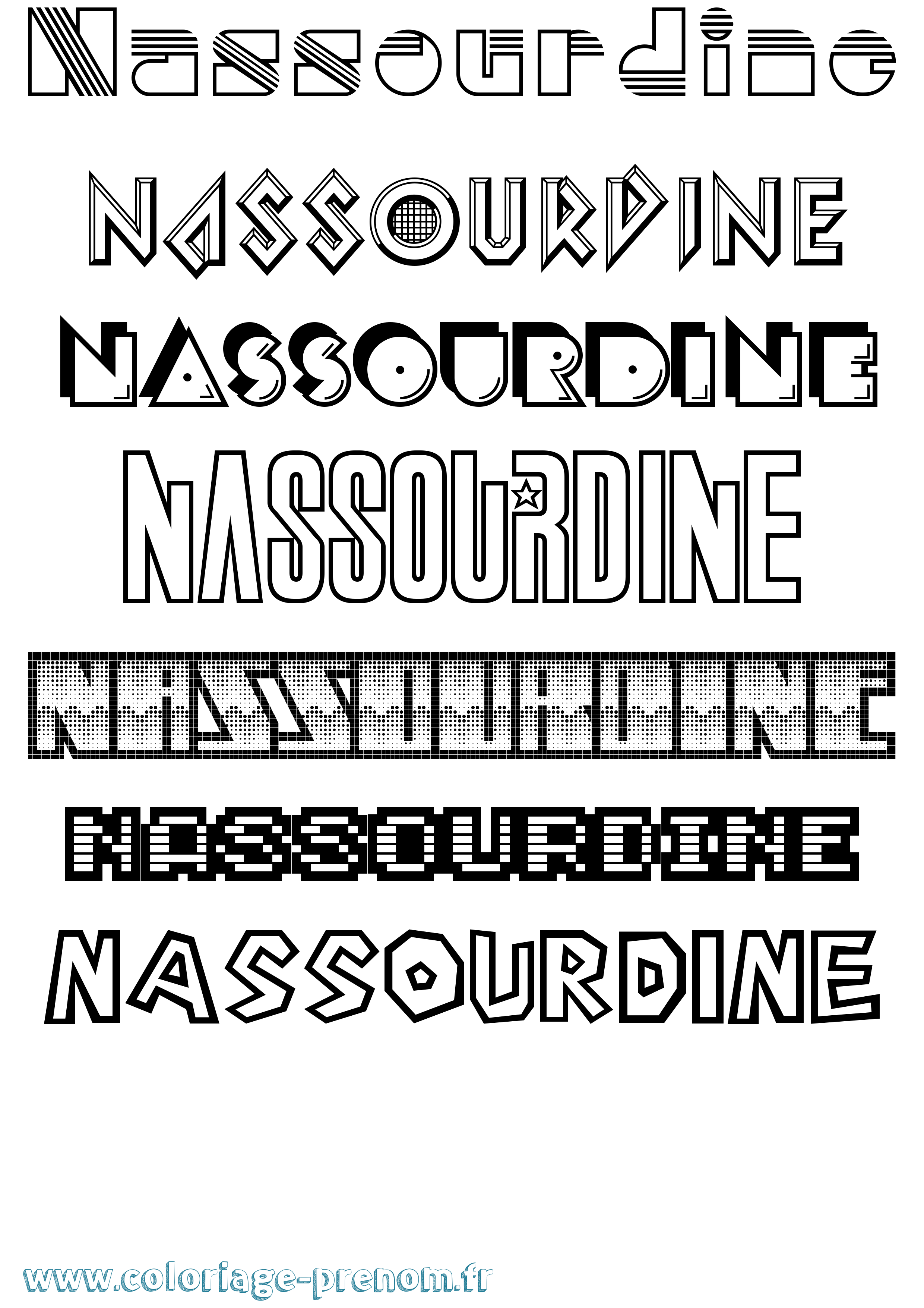Coloriage Nassourdine Jeux Vidéos Coloriage prénom Nassourdine Jeux Vidéos
