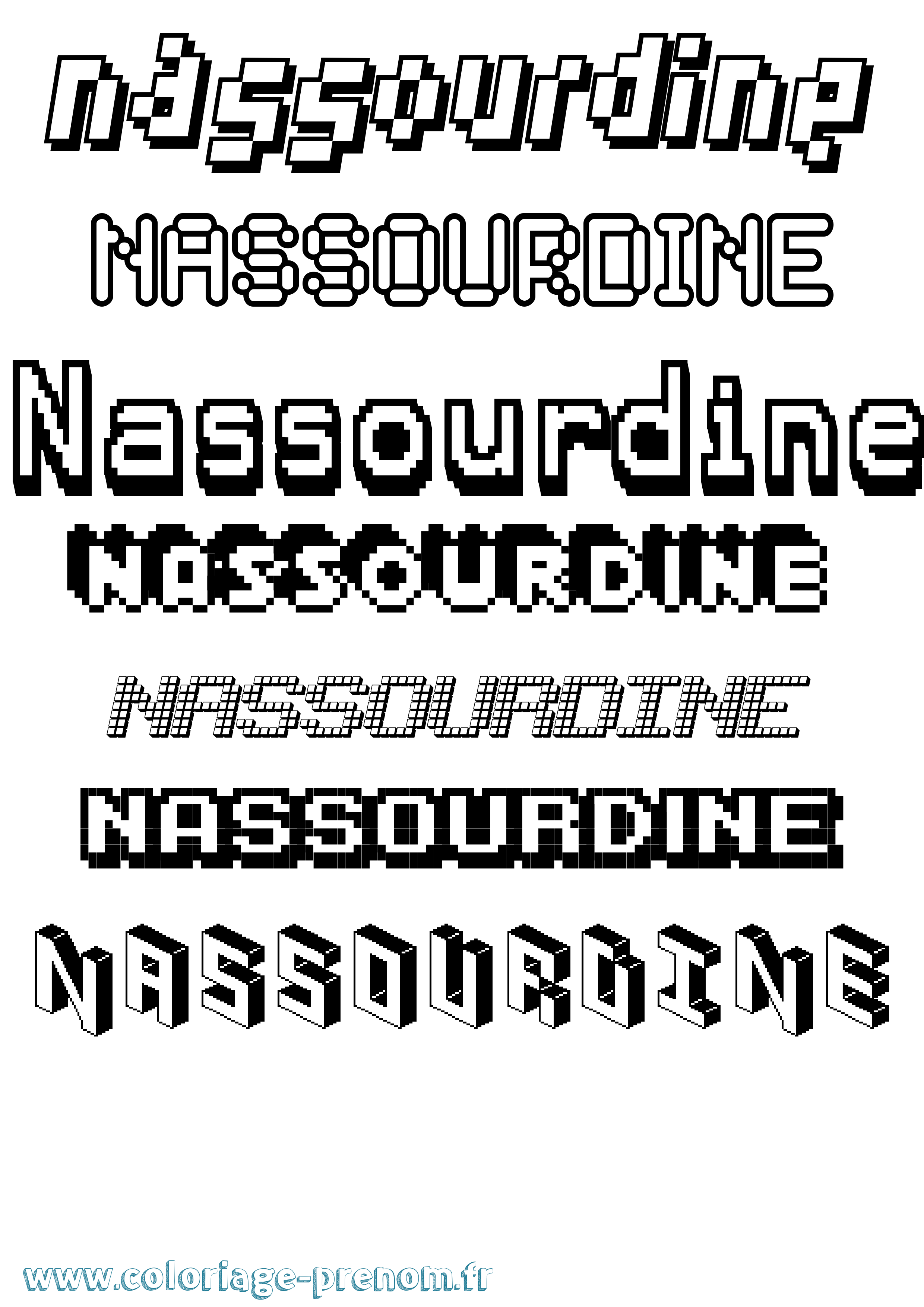 Coloriage Nassourdine Pixel Coloriage prénom Nassourdine Pixel