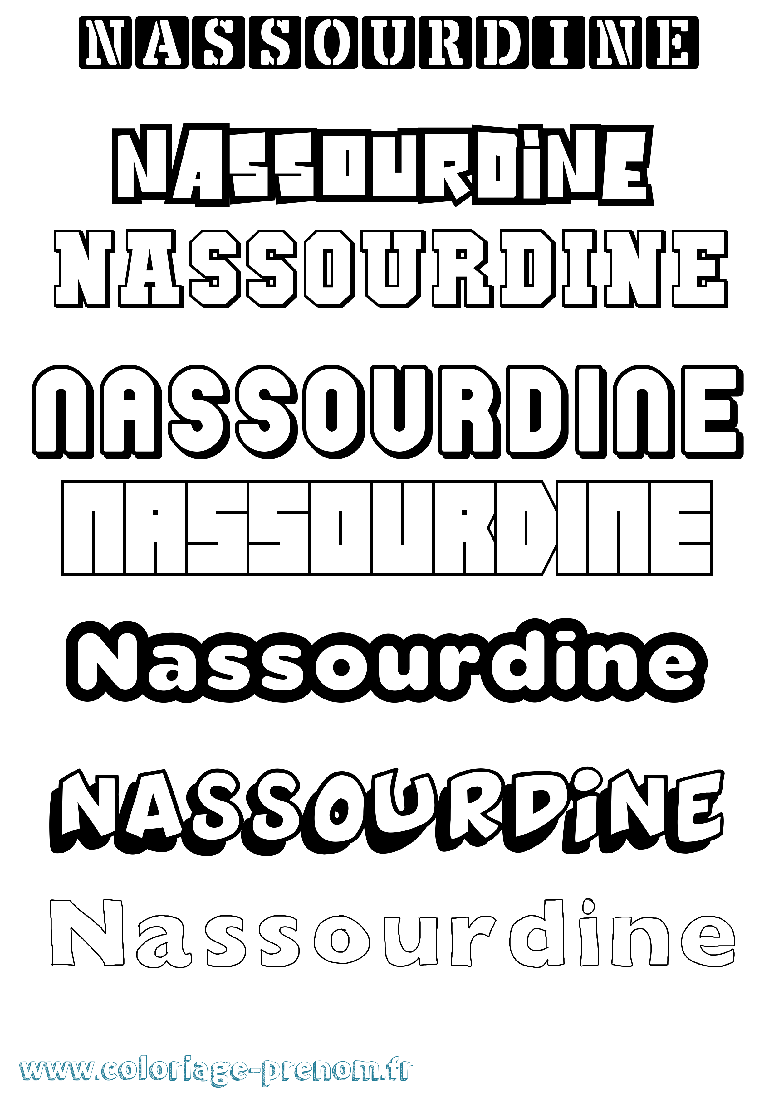 Coloriage Nassourdine Simple Coloriage prénom Nassourdine Simple