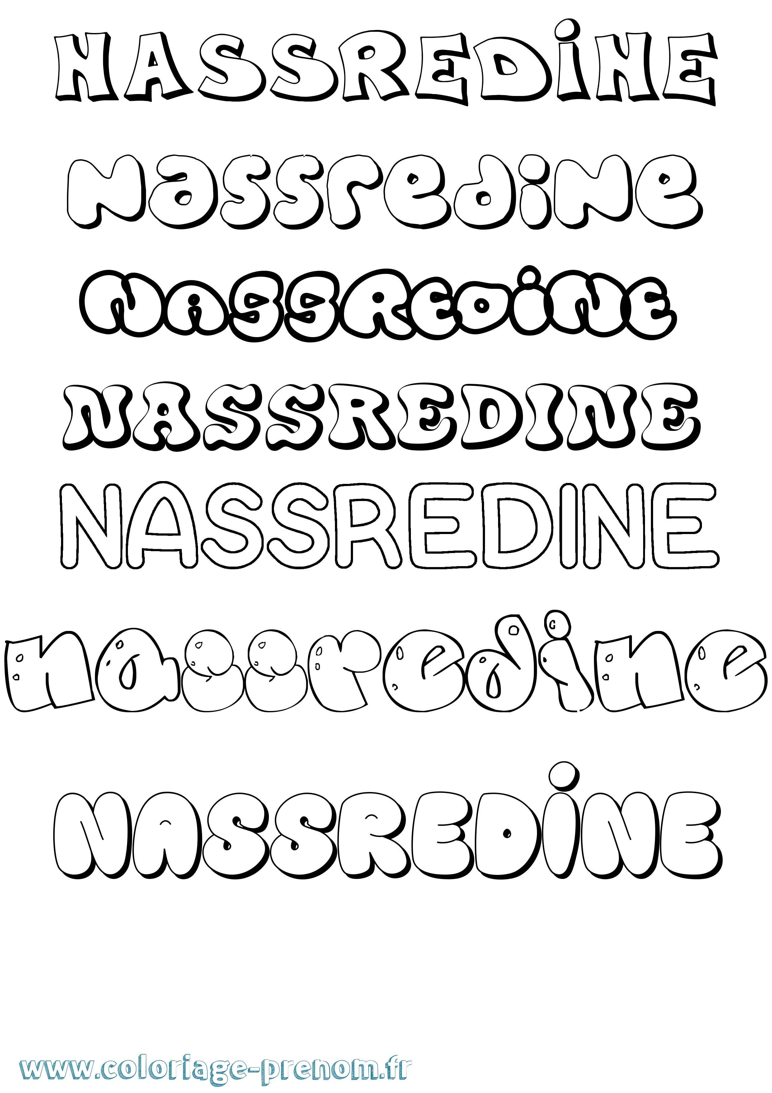 Coloriage Nassredine Bubble Coloriage prénom Nassredine Bubble