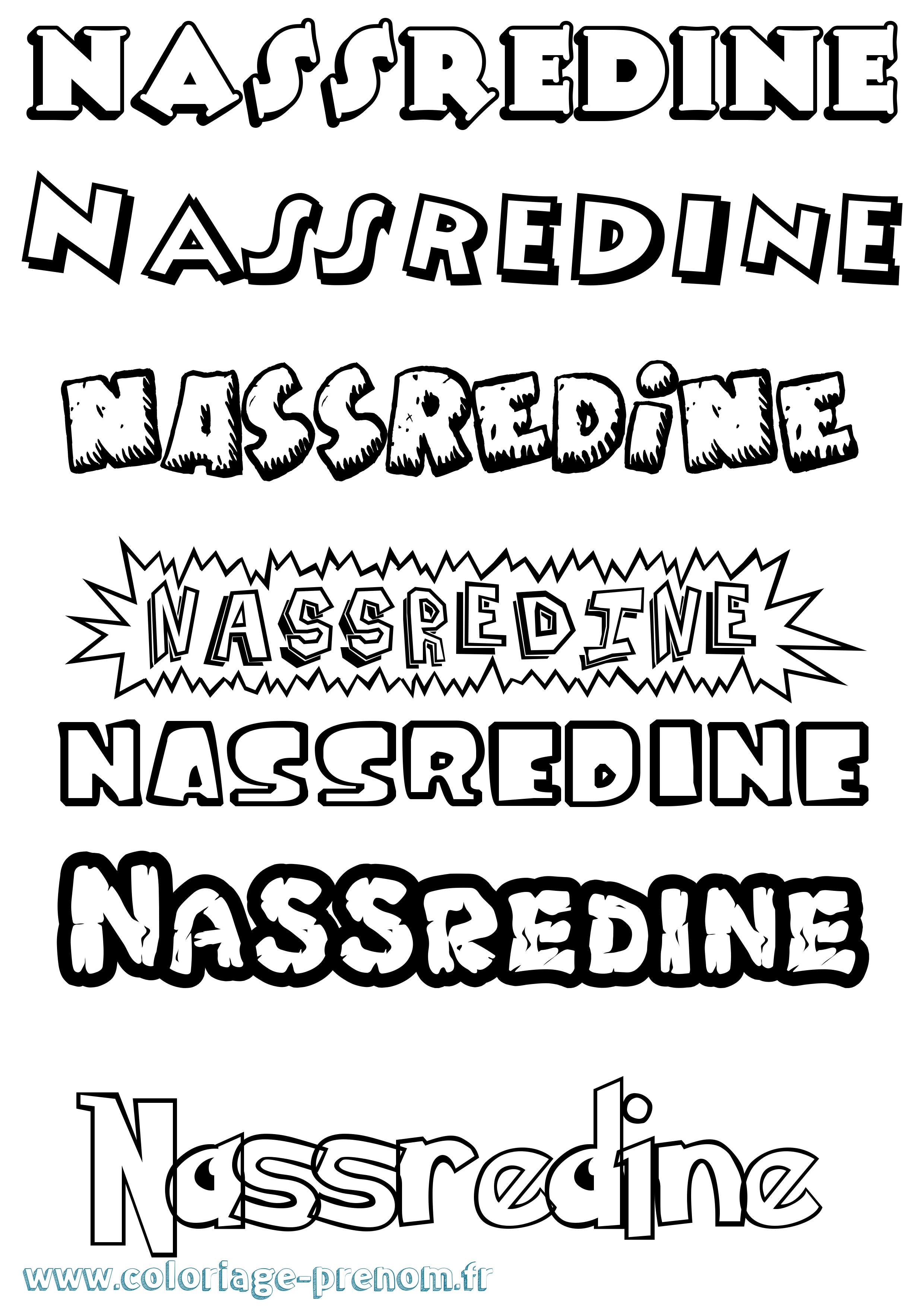 Coloriage Nassredine Dessin Animé Coloriage prénom Nassredine Dessin Animé