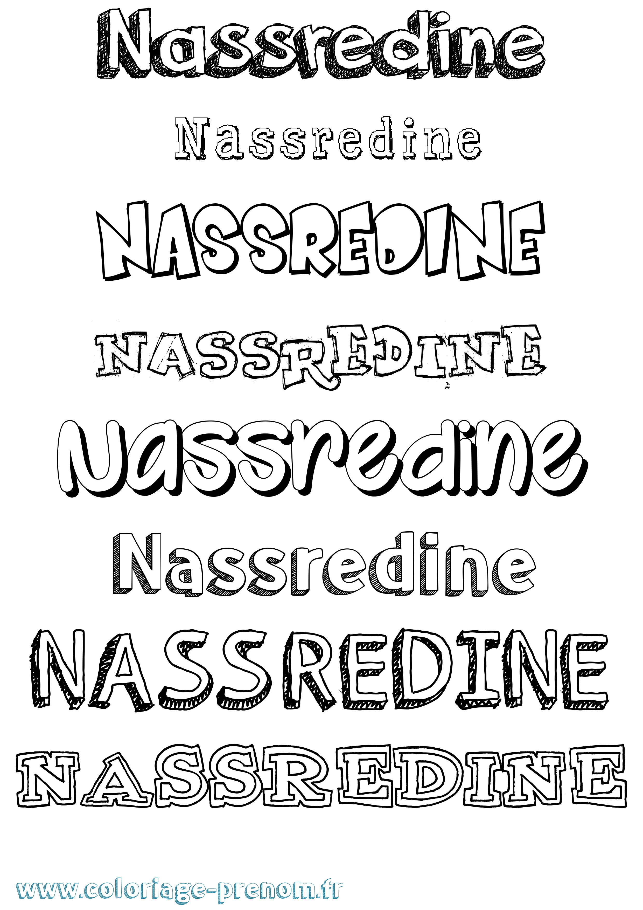 Coloriage Nassredine Dessiné Coloriage prénom Nassredine Dessiné