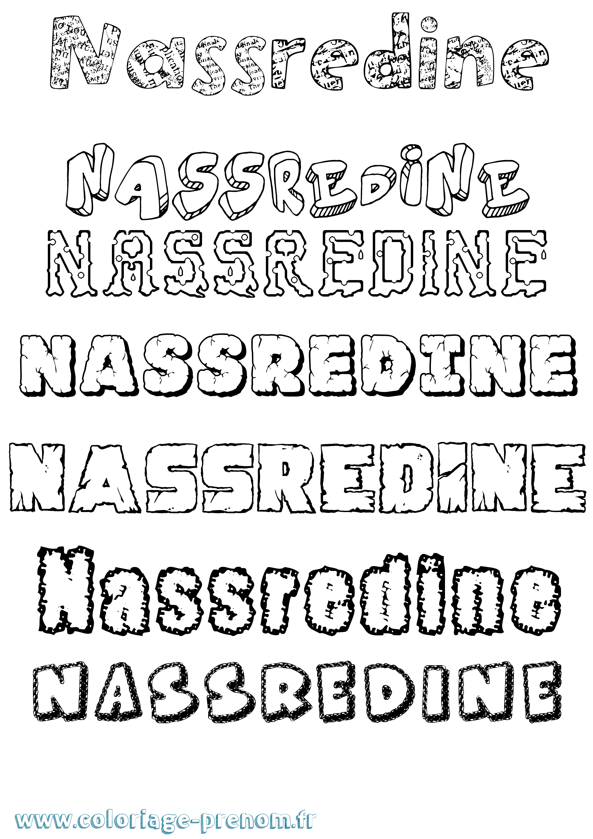 Coloriage Nassredine Destructuré Coloriage prénom Nassredine Destructuré
