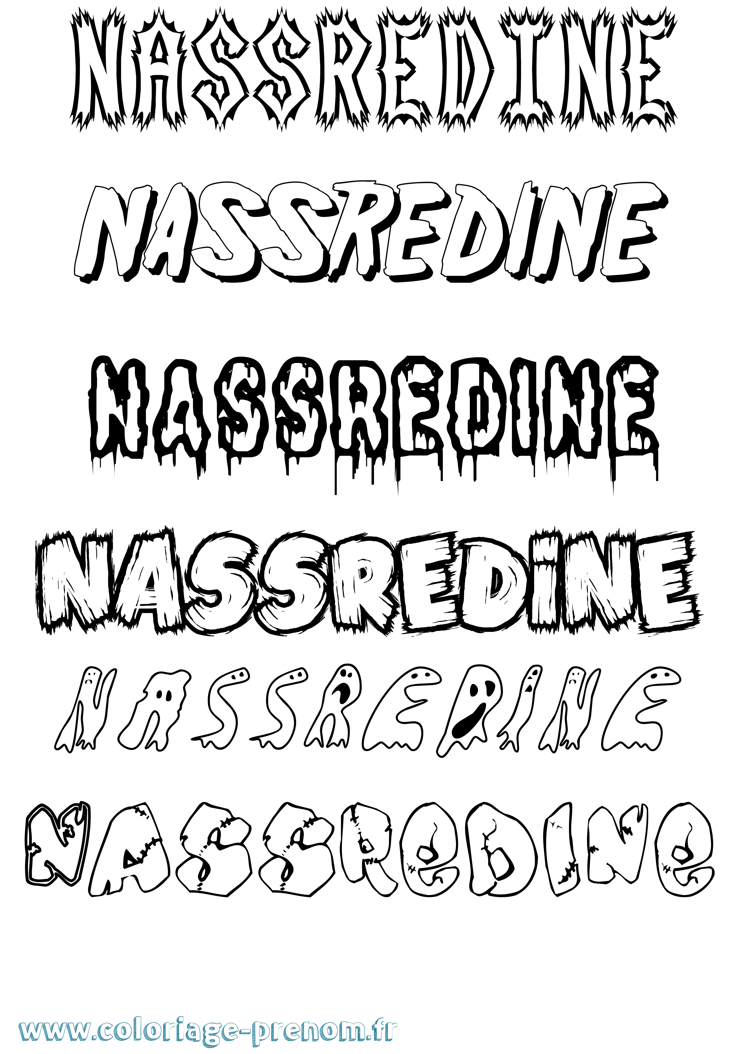Coloriage Nassredine Frisson Coloriage prénom Nassredine Frisson