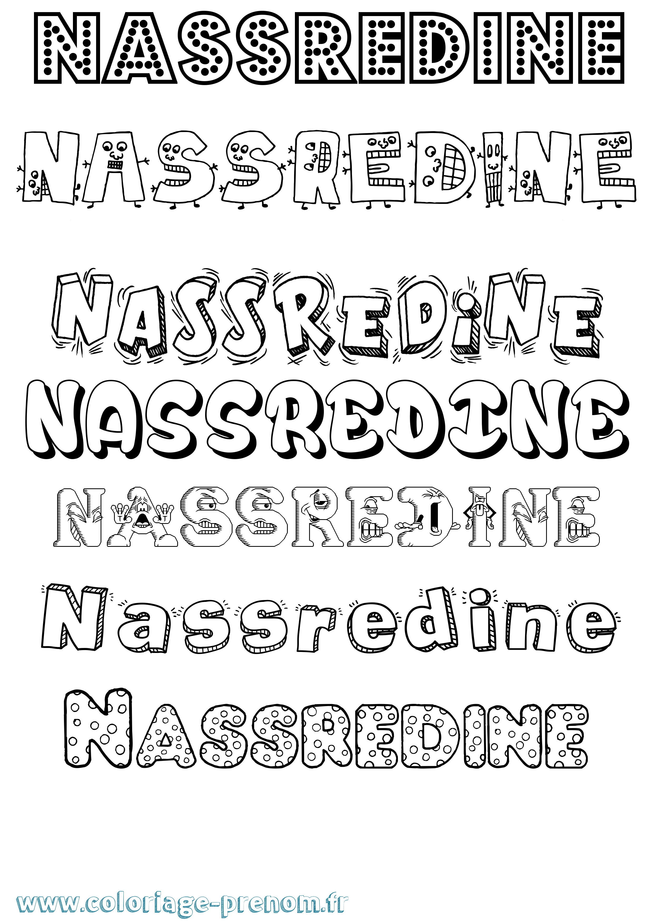 Coloriage Nassredine Fun Coloriage prénom Nassredine Fun
