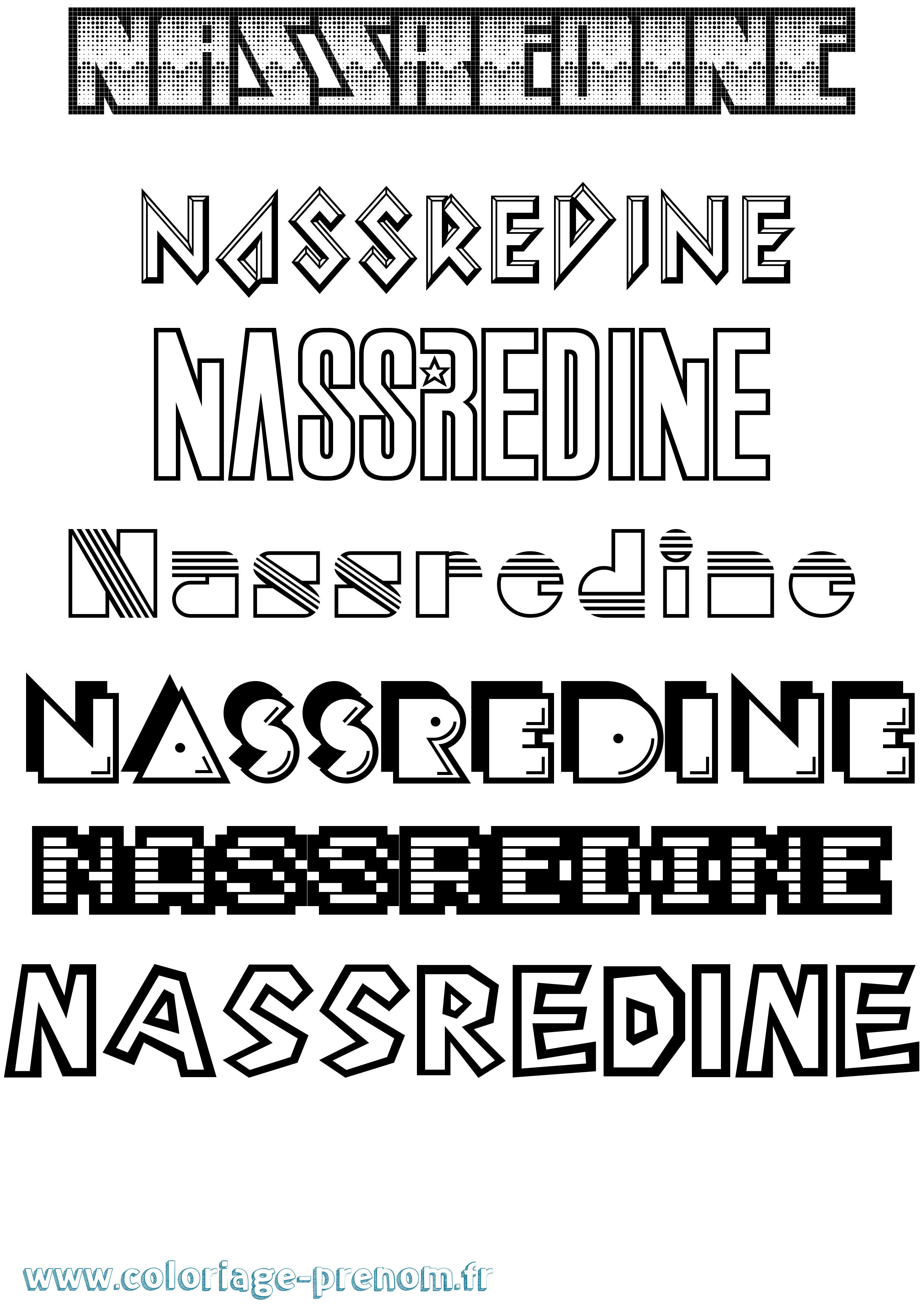 Coloriage Nassredine Jeux Vidéos Coloriage prénom Nassredine Jeux Vidéos