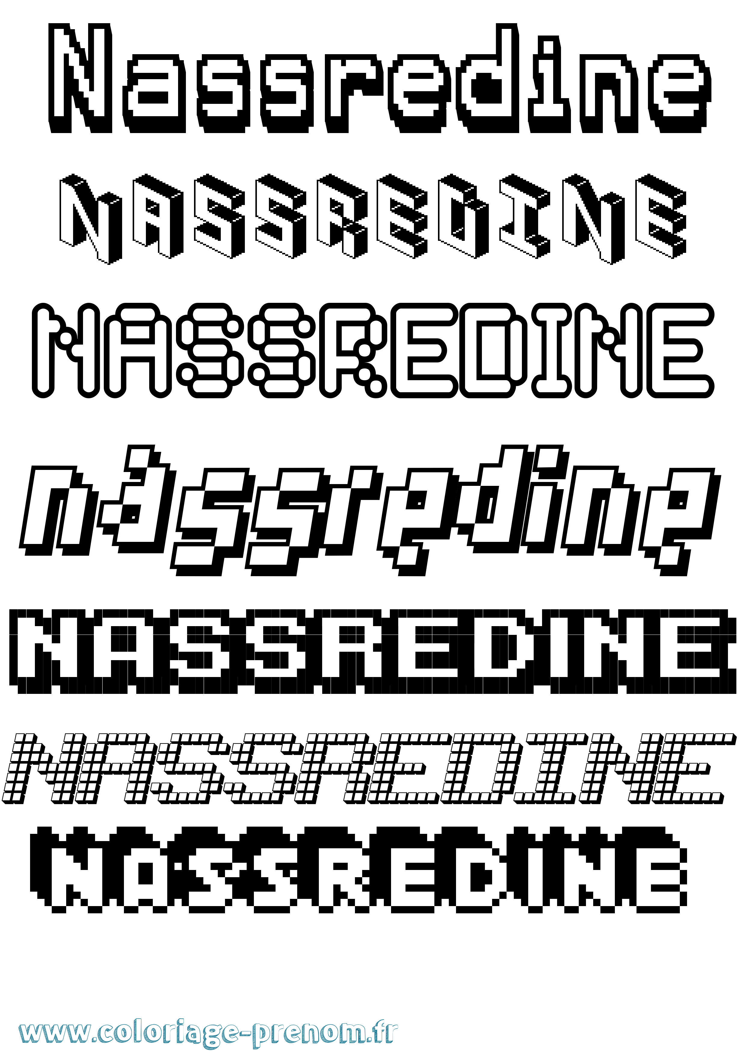 Coloriage Nassredine Pixel Coloriage prénom Nassredine Pixel