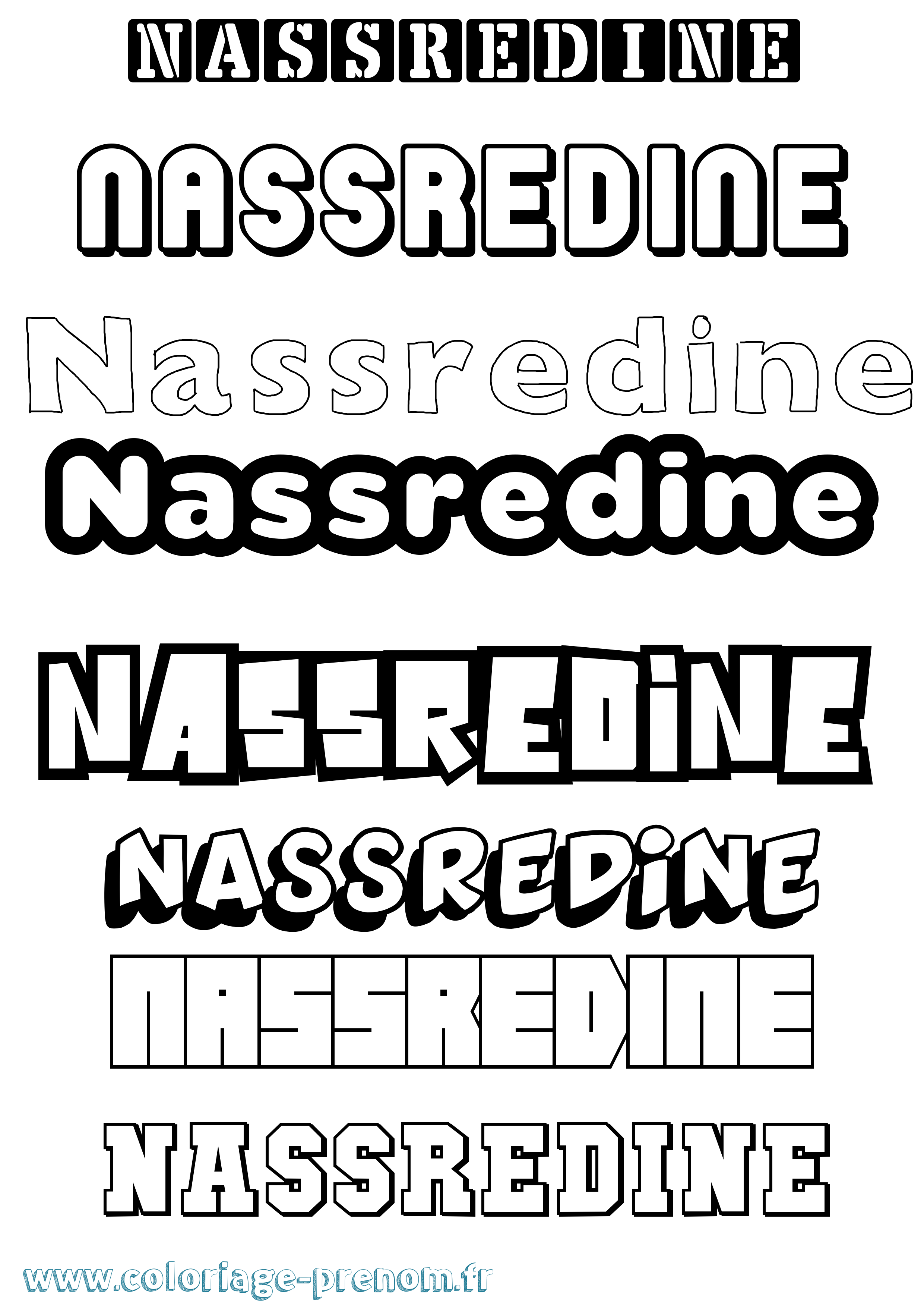 Coloriage Nassredine Simple Coloriage prénom Nassredine Simple