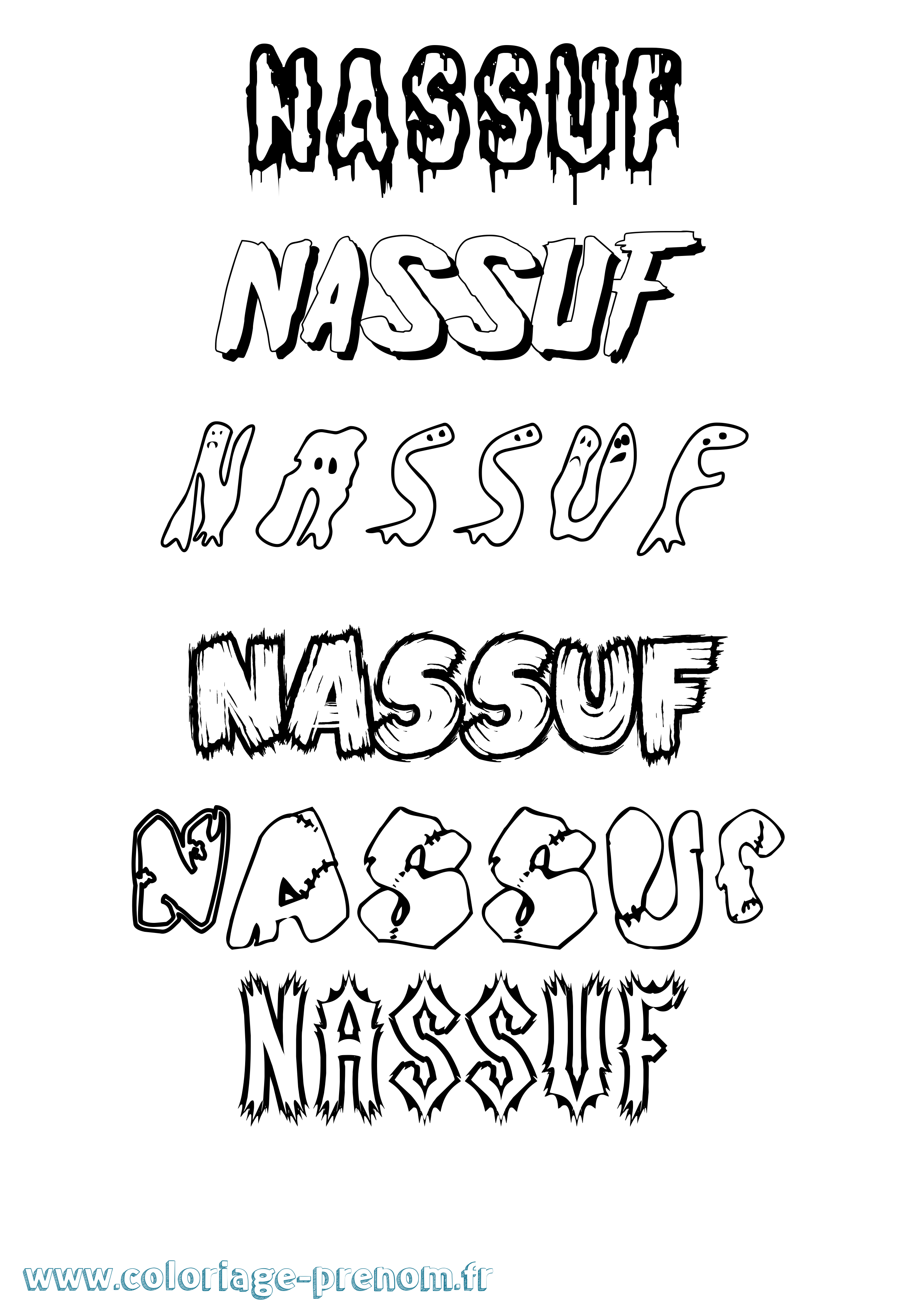 Coloriage Nassuf Frisson Coloriage prénom Nassuf Frisson