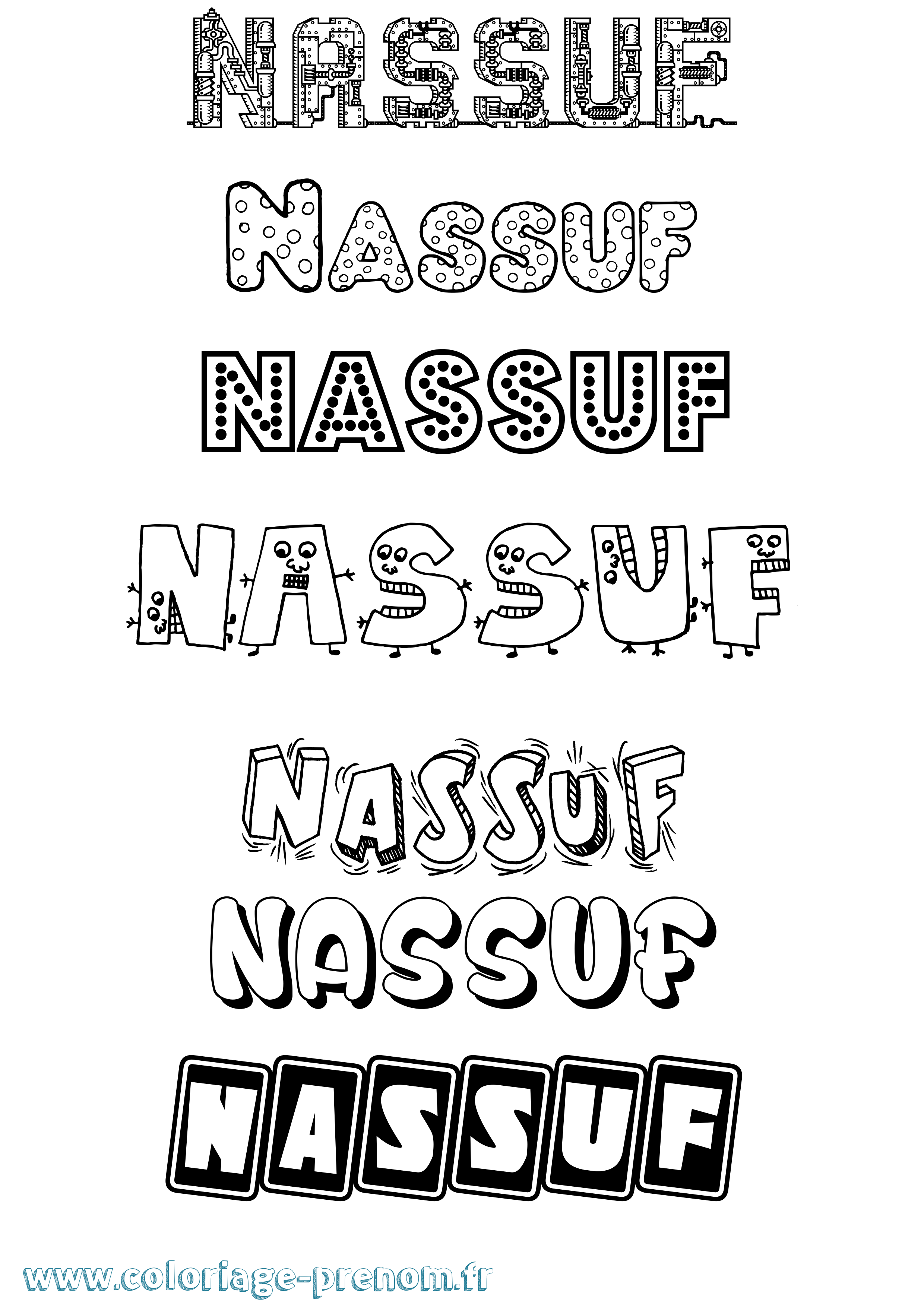 Coloriage Nassuf Fun Coloriage prénom Nassuf Fun