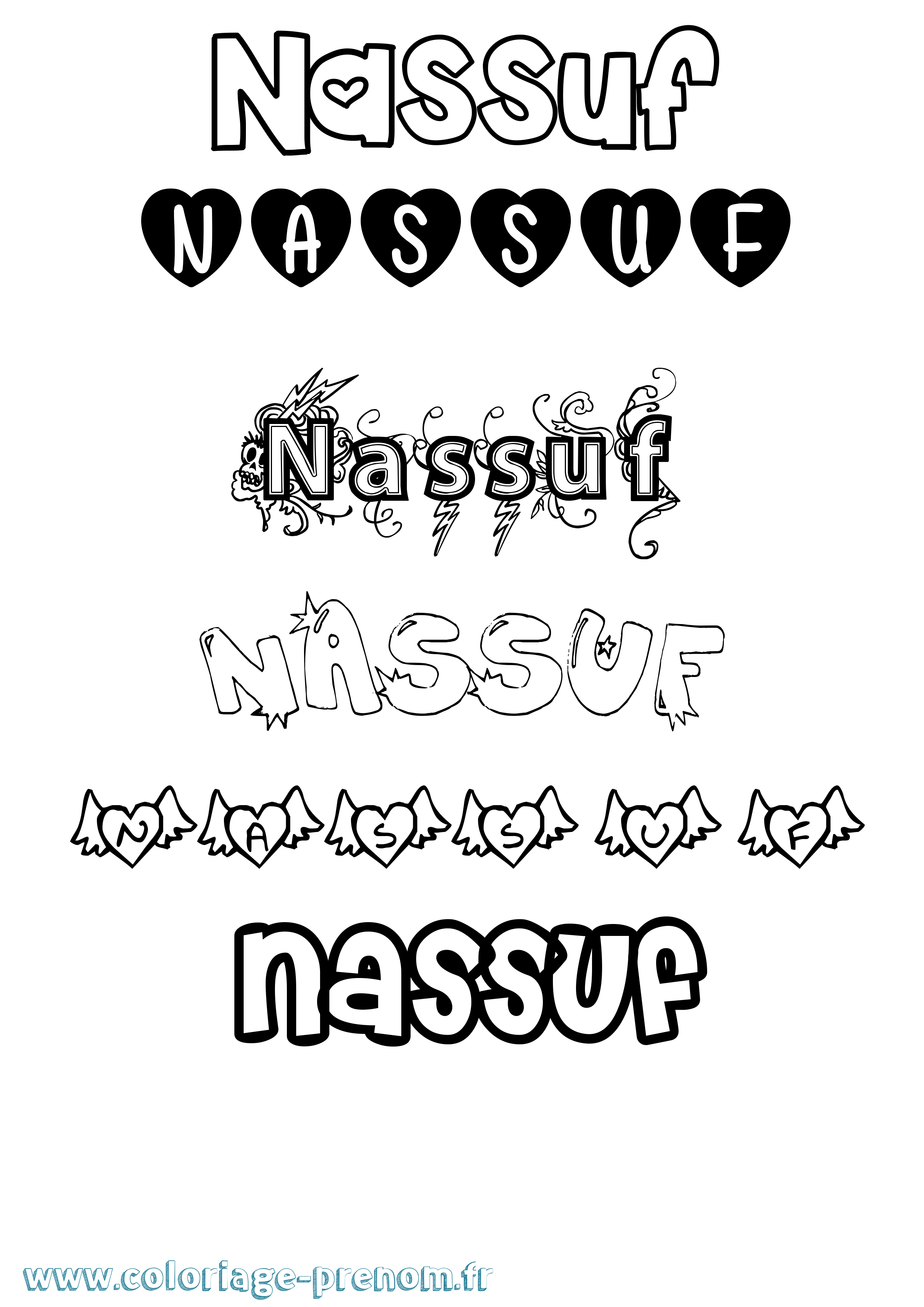 Coloriage Nassuf Girly Coloriage prénom Nassuf Girly