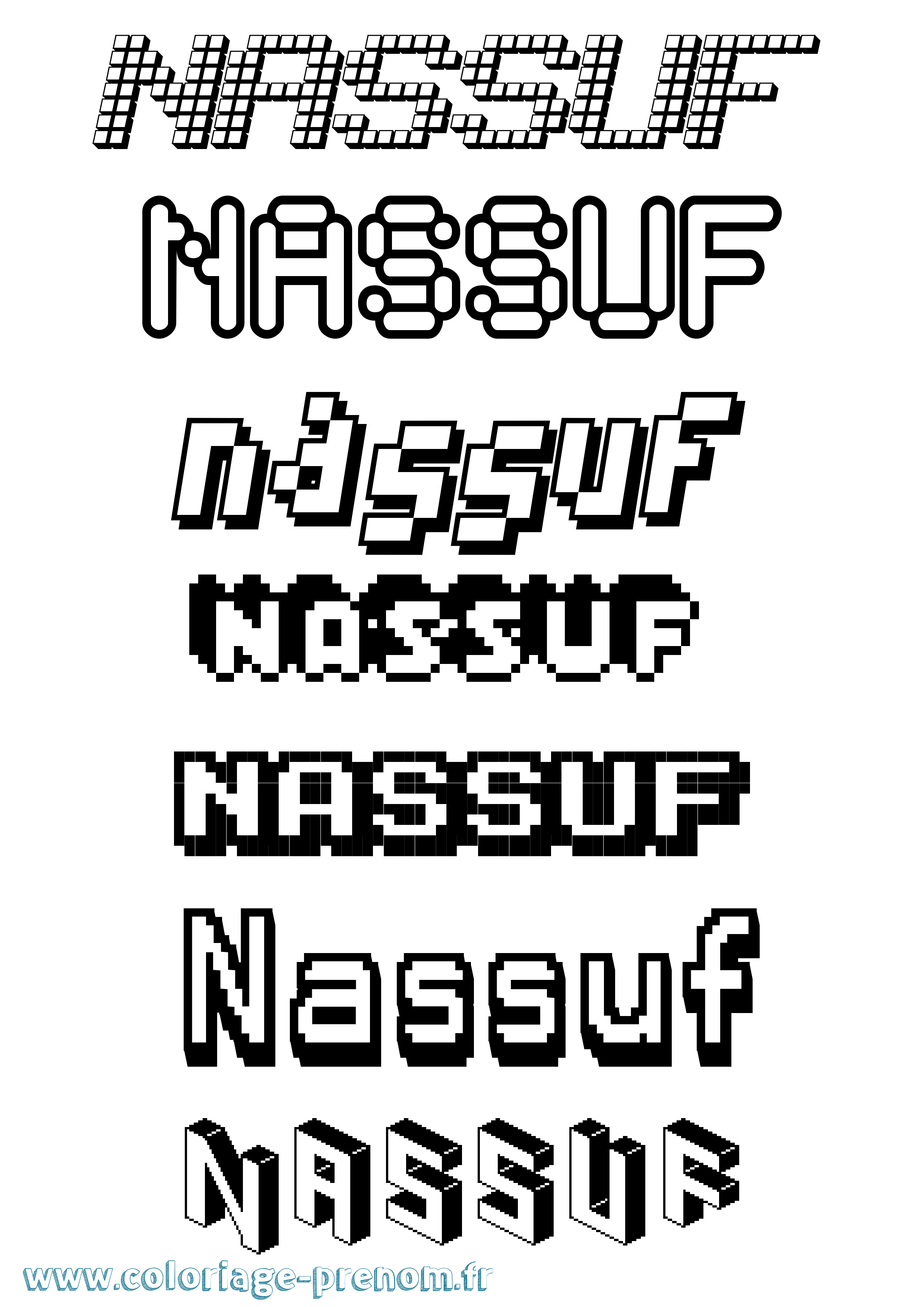 Coloriage Nassuf Pixel Coloriage prénom Nassuf Pixel