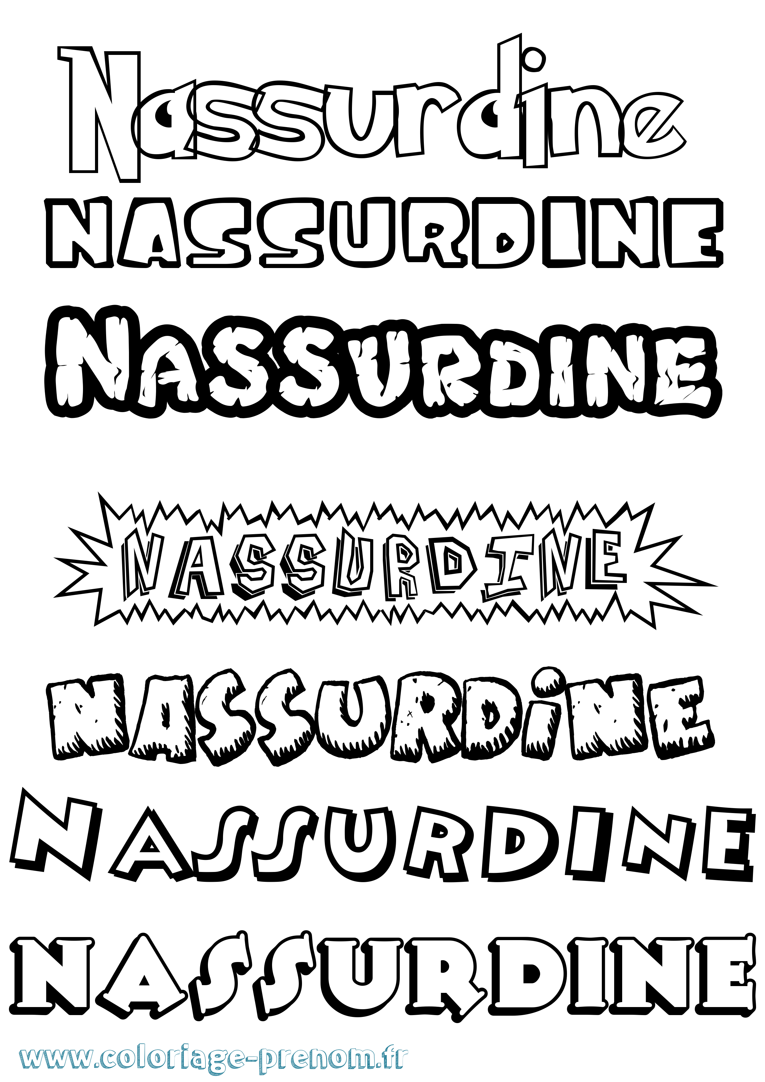 Coloriage Nassurdine Dessin Animé Coloriage prénom Nassurdine Dessin Animé