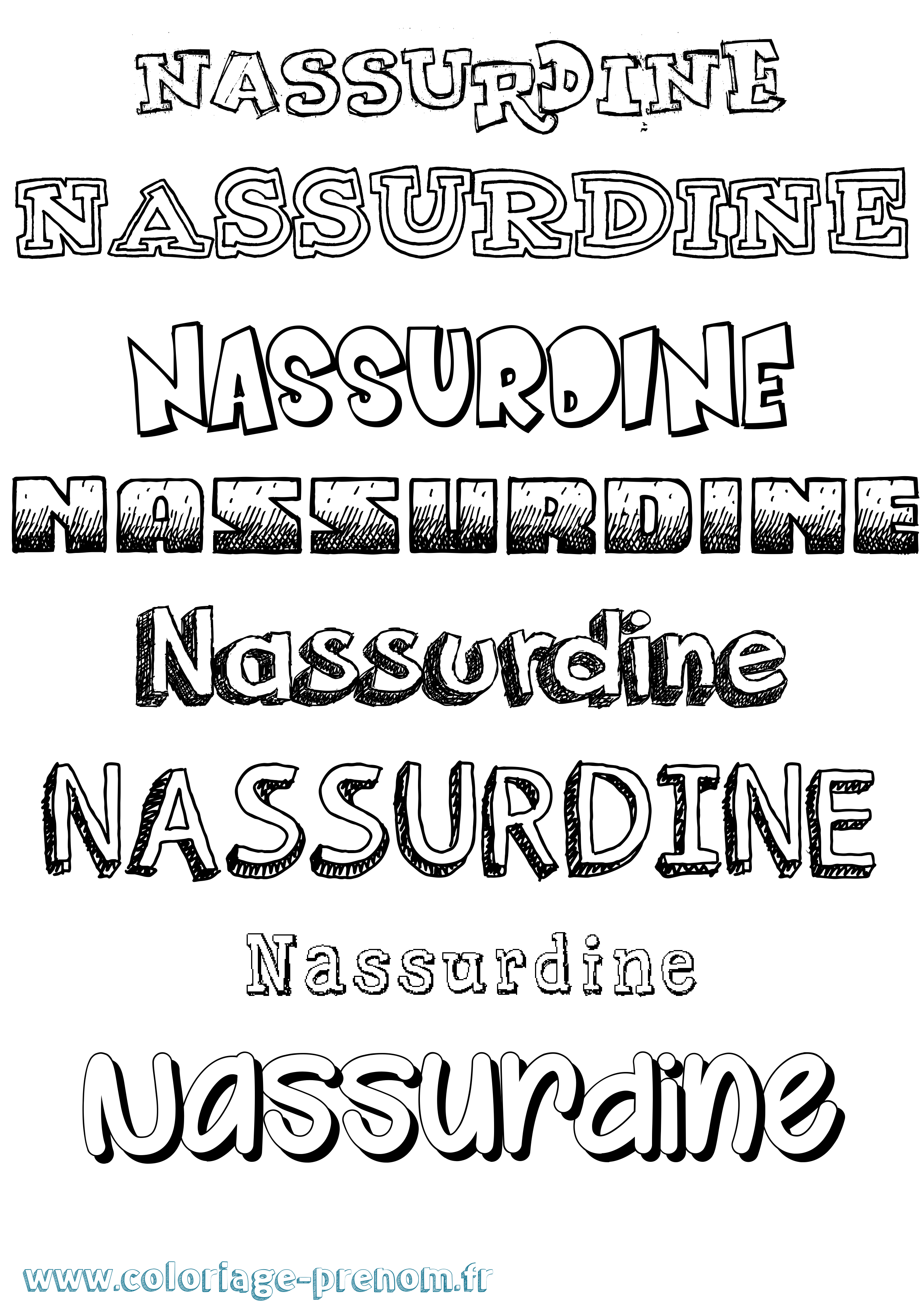 Coloriage Nassurdine Dessiné Coloriage prénom Nassurdine Dessiné