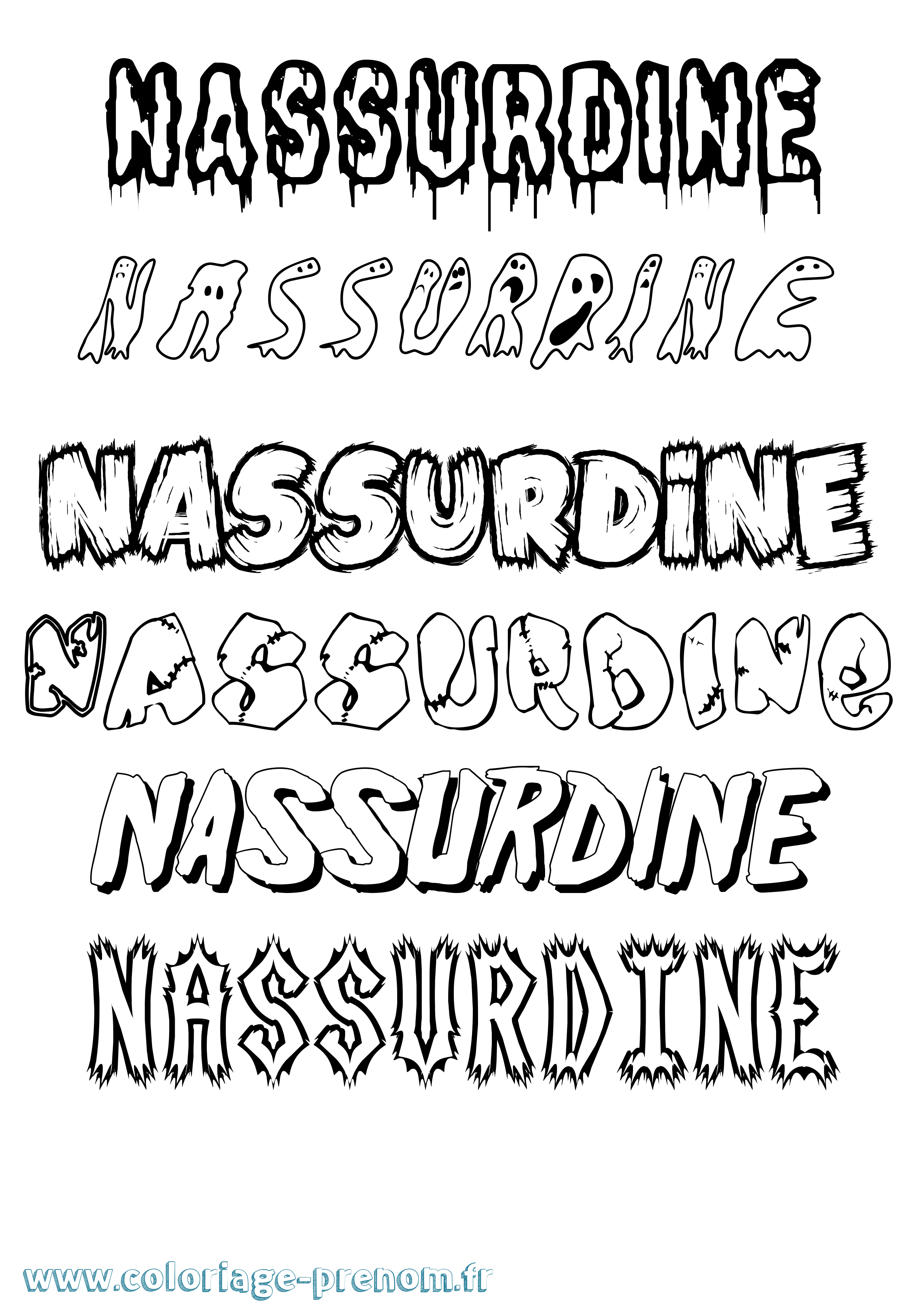 Coloriage Nassurdine Frisson Coloriage prénom Nassurdine Frisson