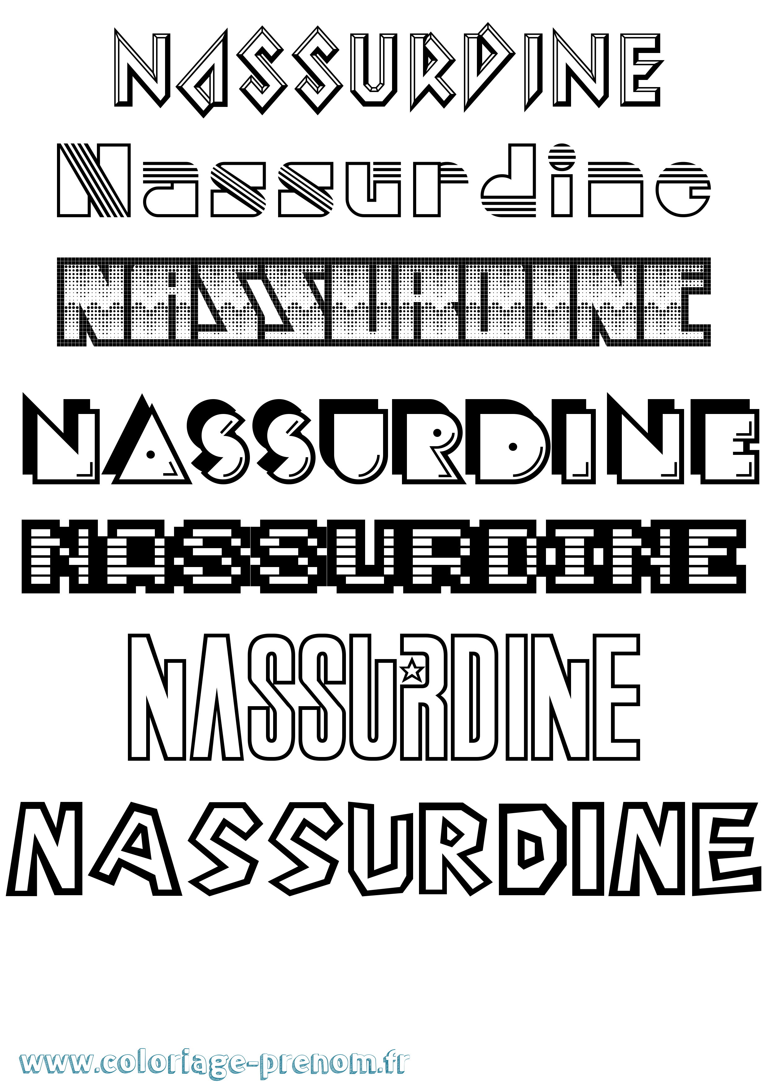 Coloriage Nassurdine Jeux Vidéos Coloriage prénom Nassurdine Jeux Vidéos