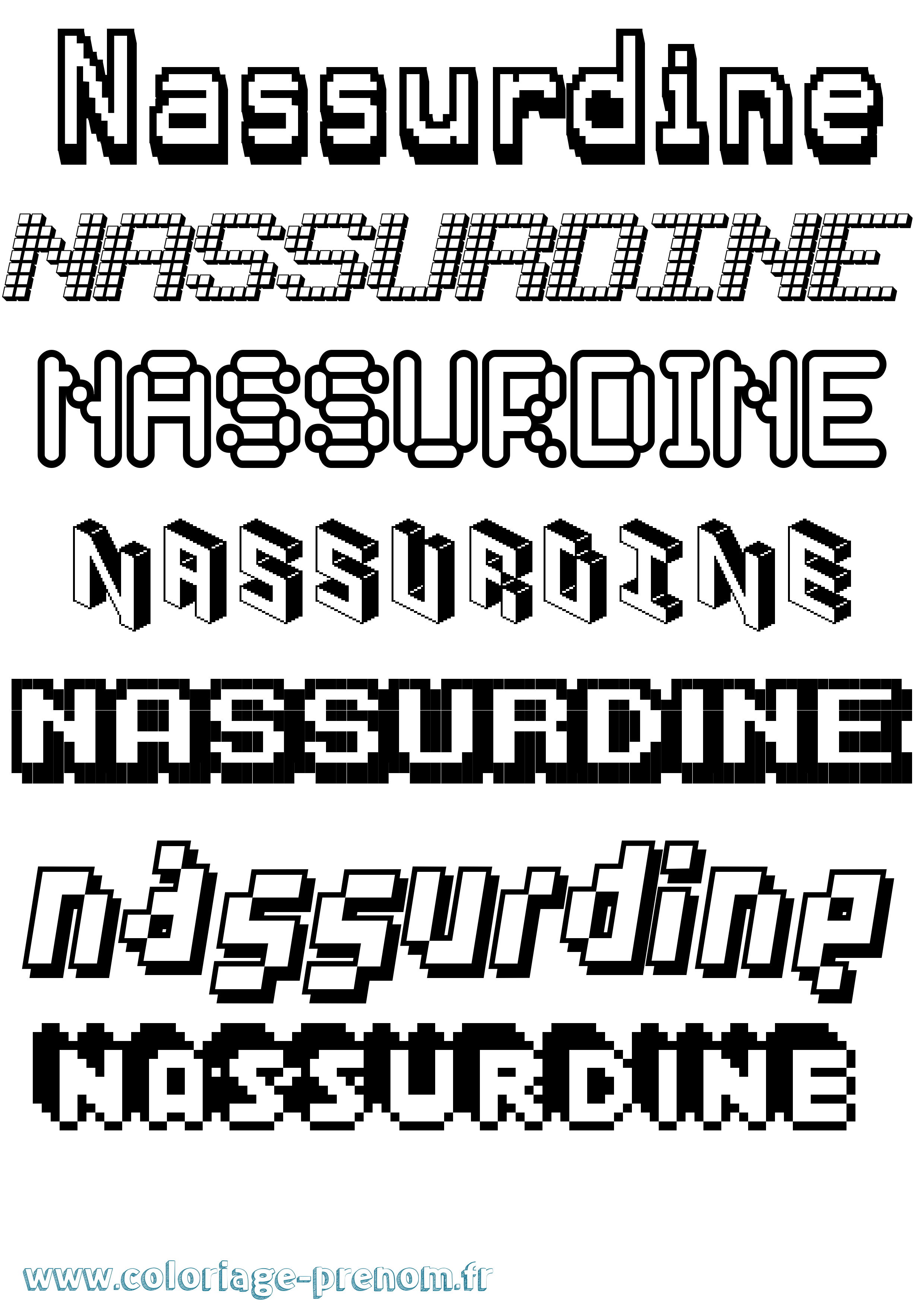 Coloriage Nassurdine Pixel Coloriage prénom Nassurdine Pixel