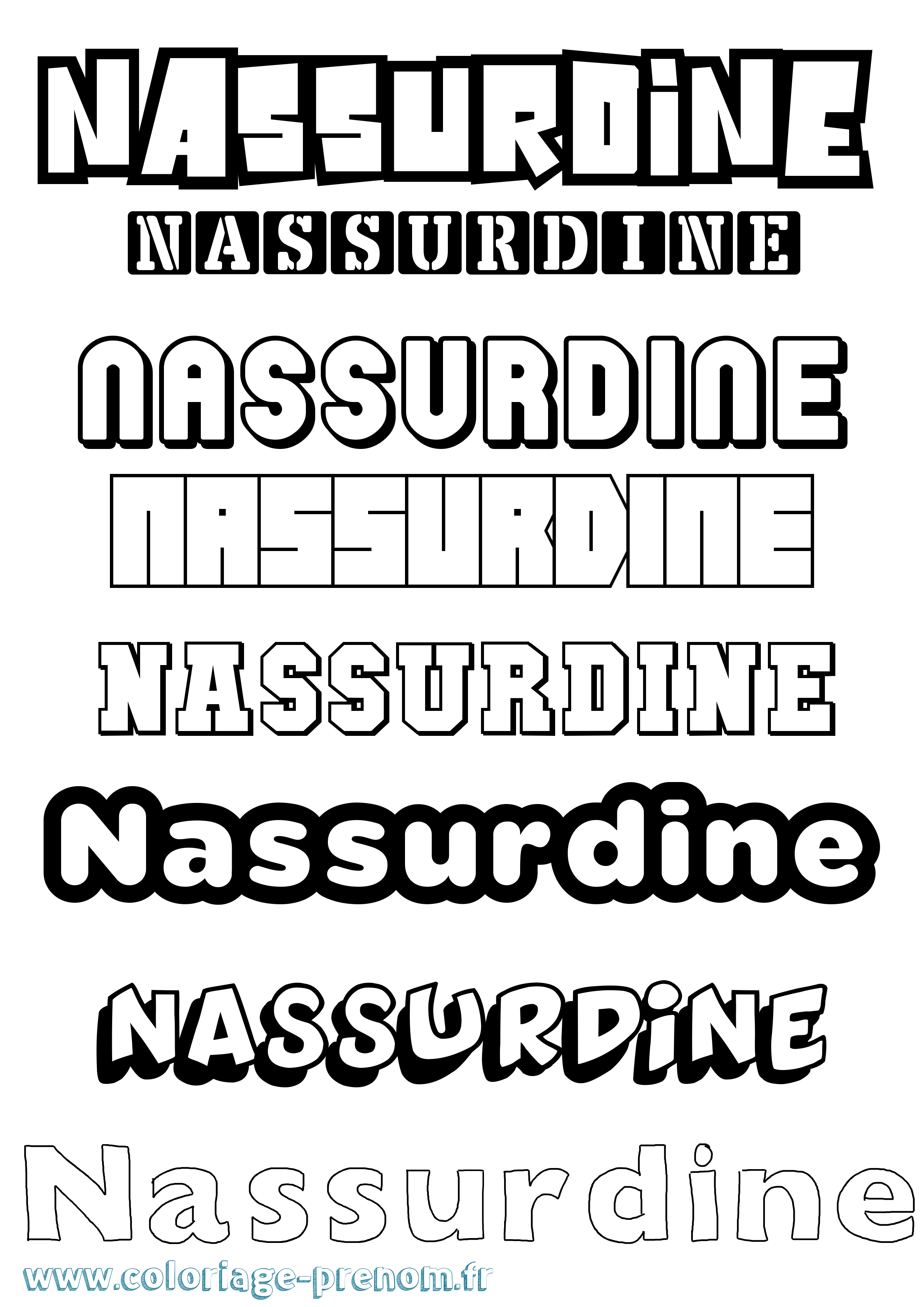 Coloriage Nassurdine Simple Coloriage prénom Nassurdine Simple