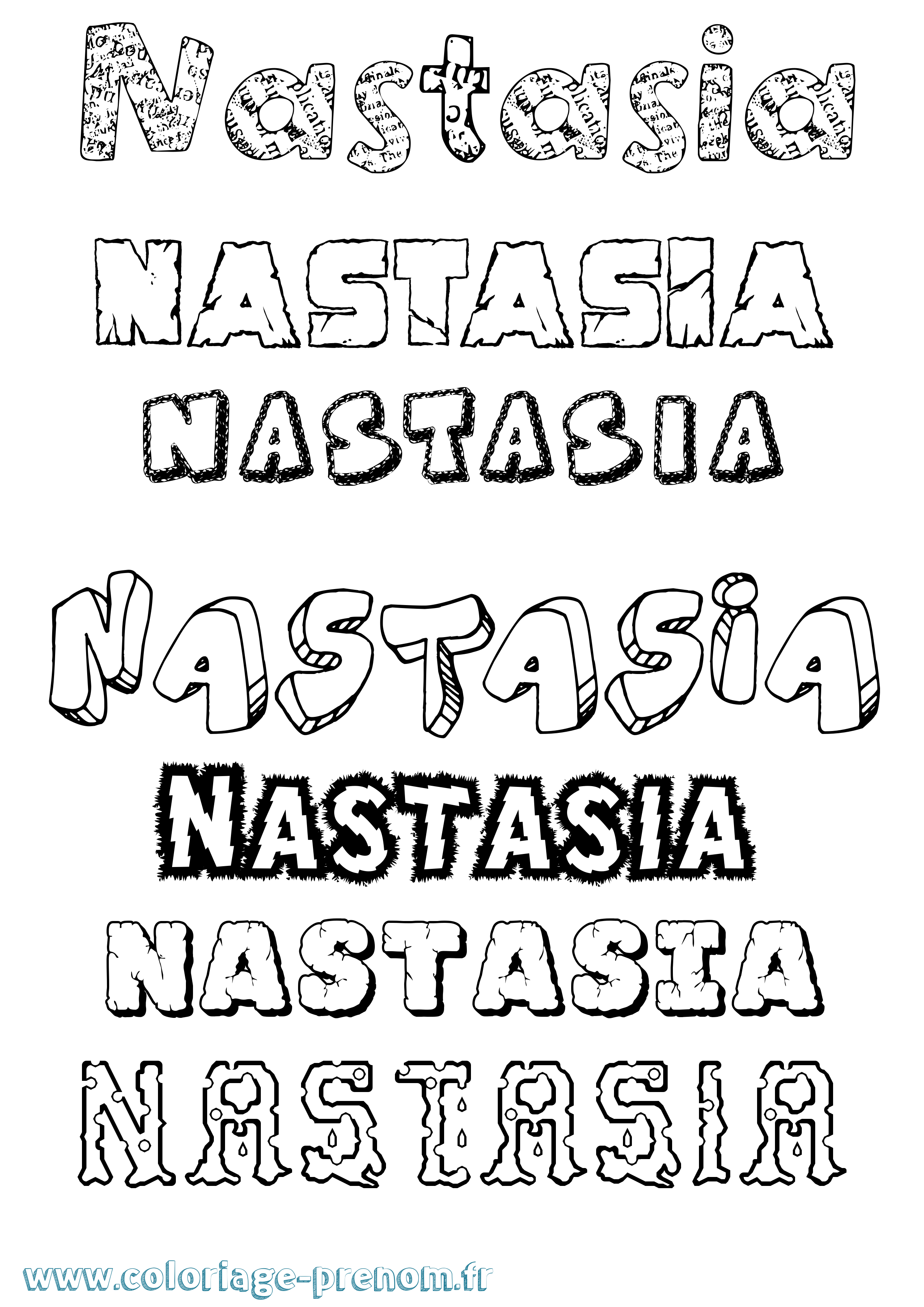 Coloriage Nastasia Destructuré Coloriage prénom Nastasia Destructuré
