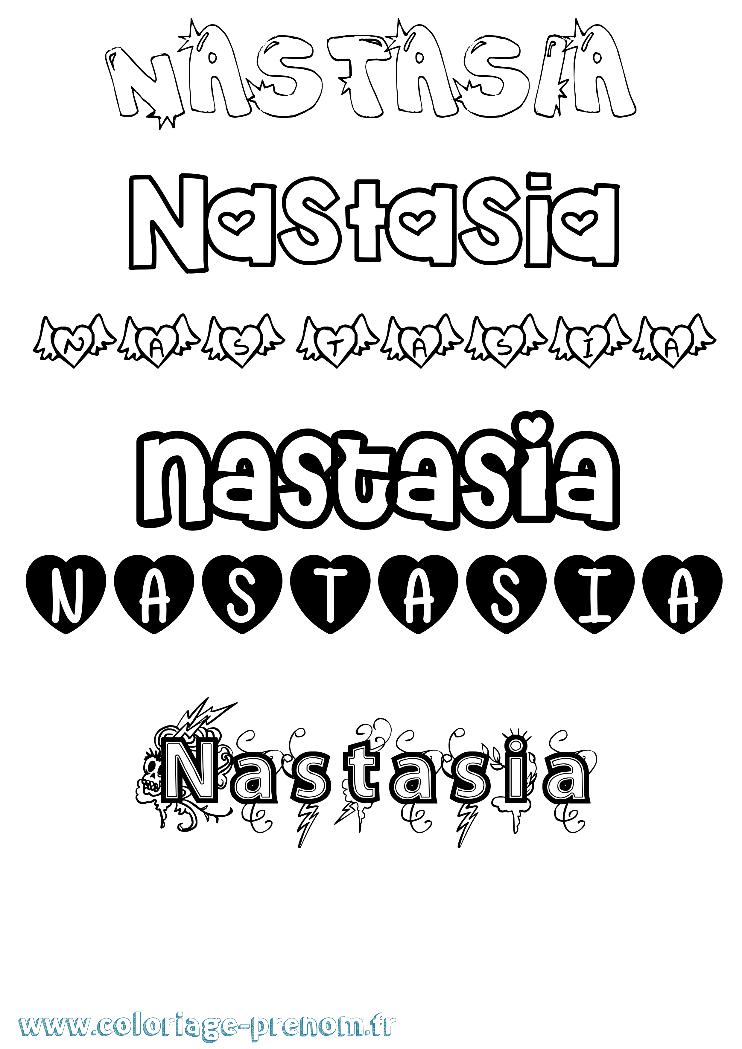 Coloriage Nastasia Girly Coloriage prénom Nastasia Girly