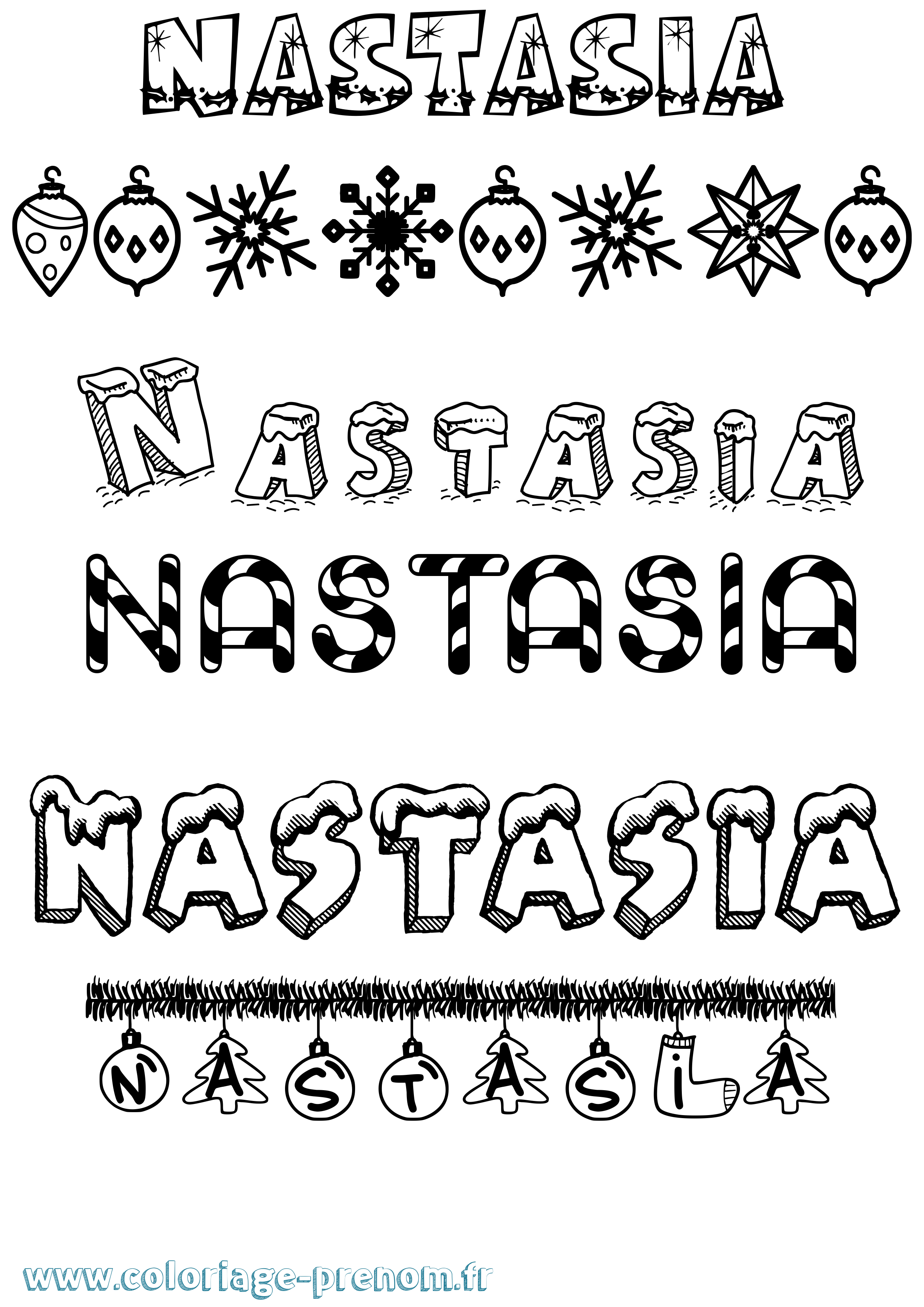 Coloriage Nastasia Noël Coloriage prénom Nastasia Noël