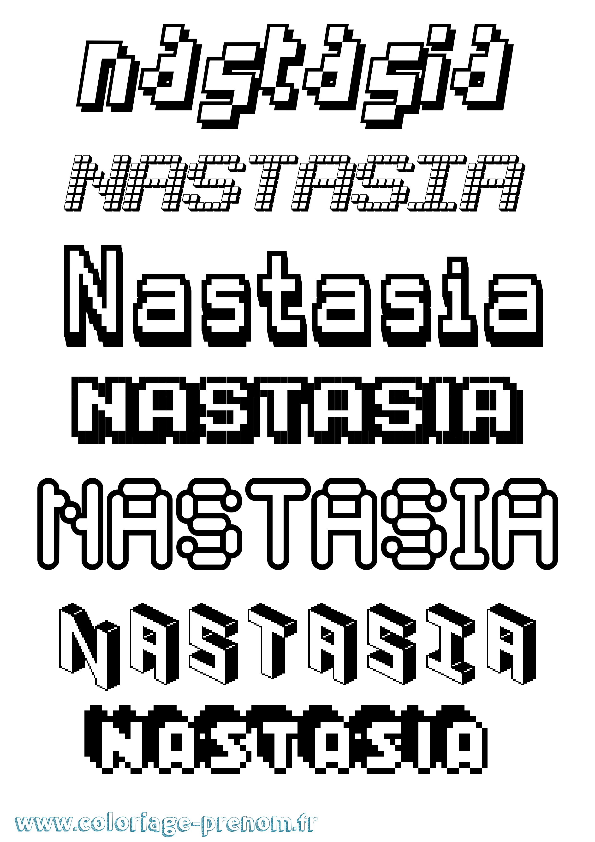 Coloriage Nastasia Pixel Coloriage prénom Nastasia Pixel