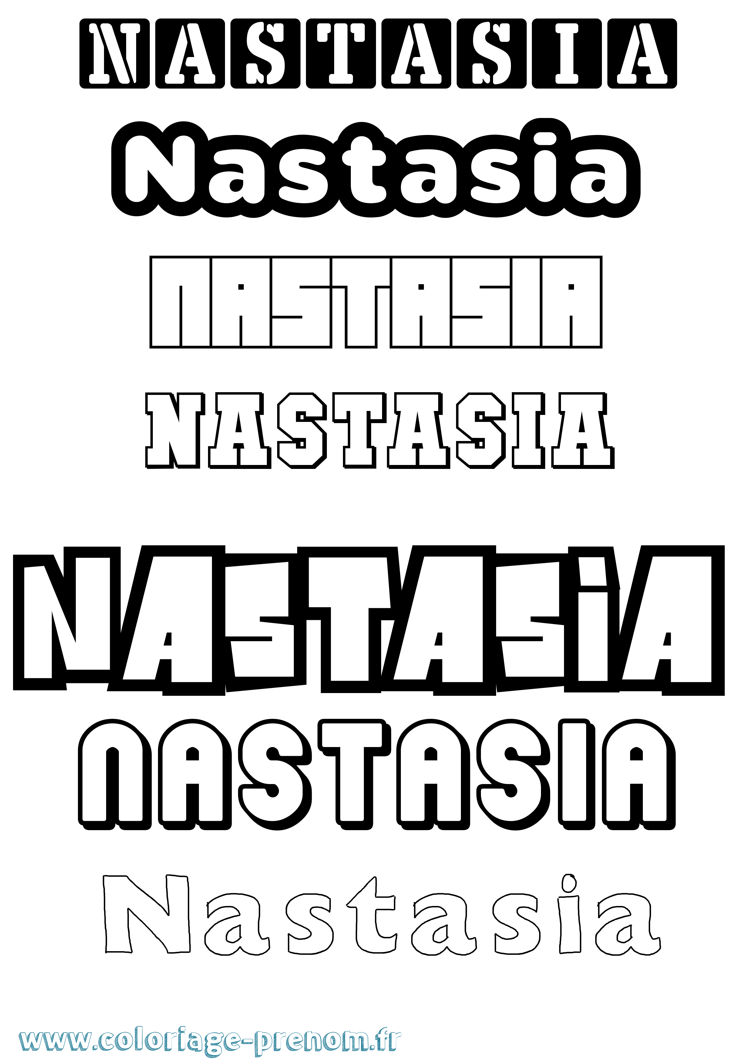 Coloriage Nastasia Simple Coloriage prénom Nastasia Simple
