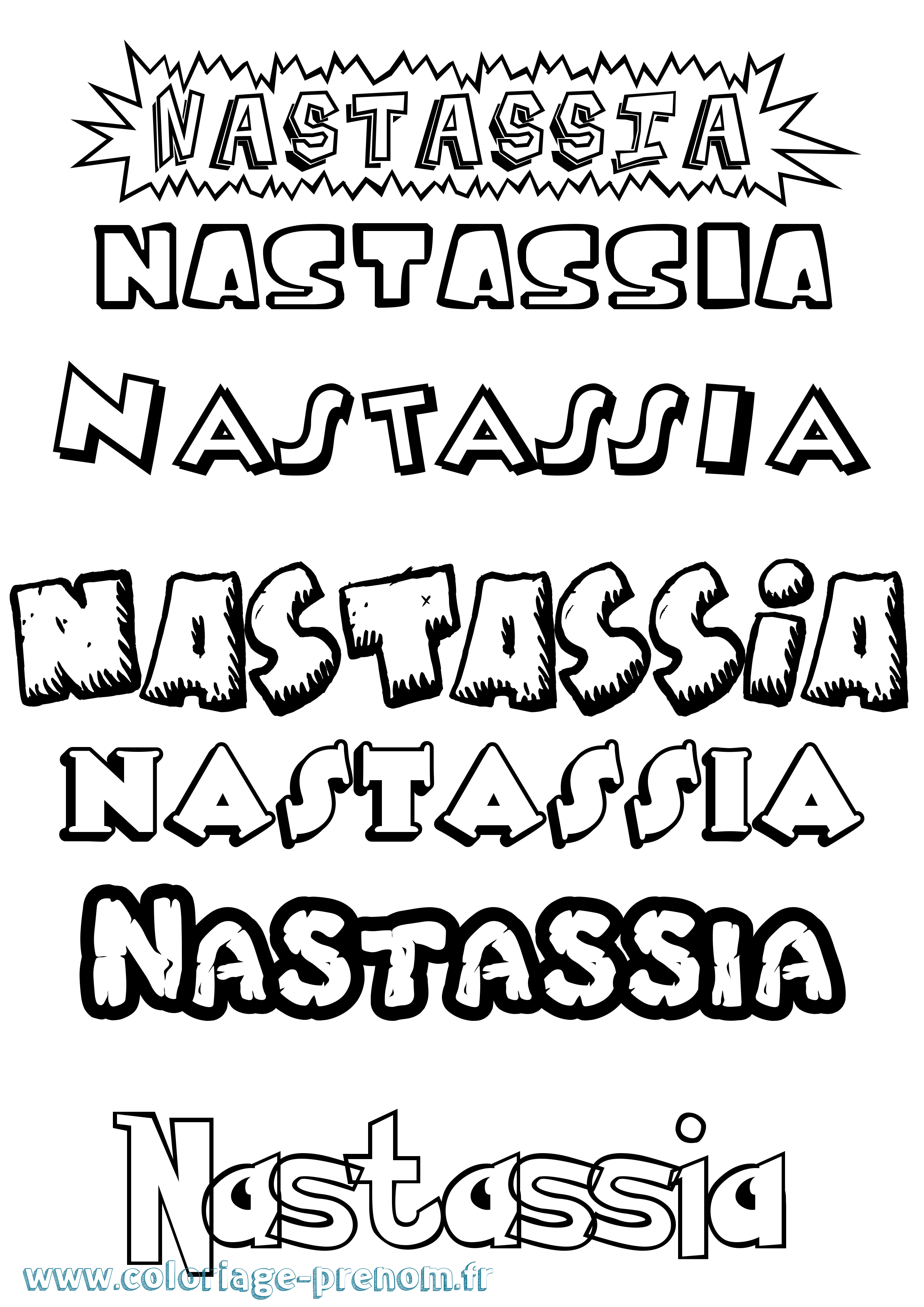 Coloriage Nastassia Dessin Animé Coloriage prénom Nastassia Dessin Animé