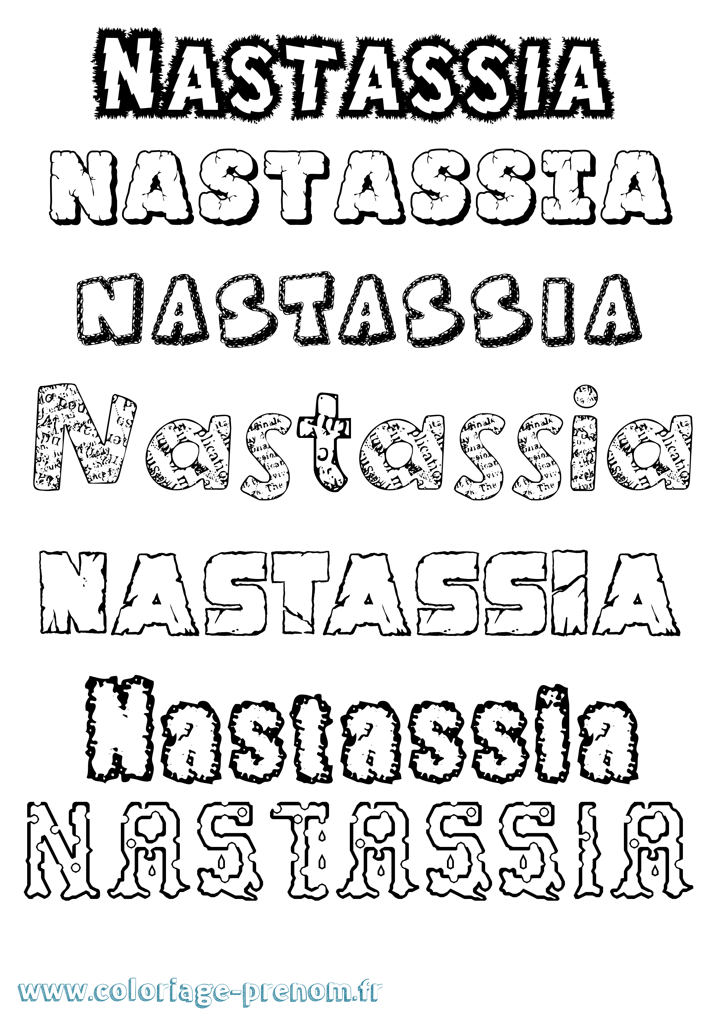 Coloriage Nastassia Destructuré Coloriage prénom Nastassia Destructuré
