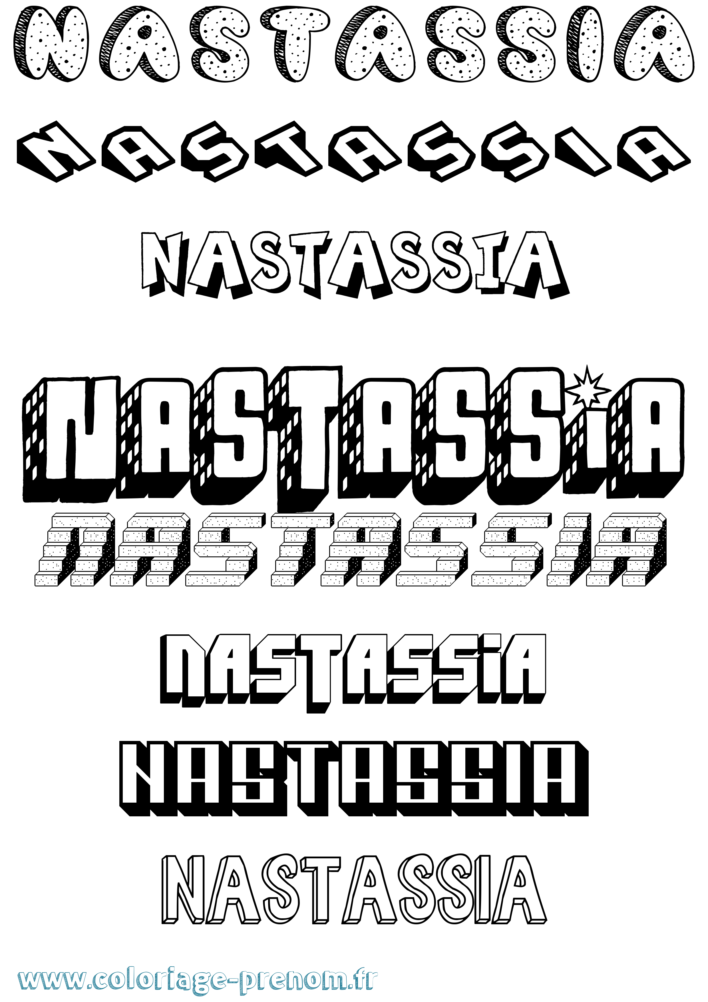 Coloriage Nastassia Effet 3D Coloriage prénom Nastassia Effet 3D