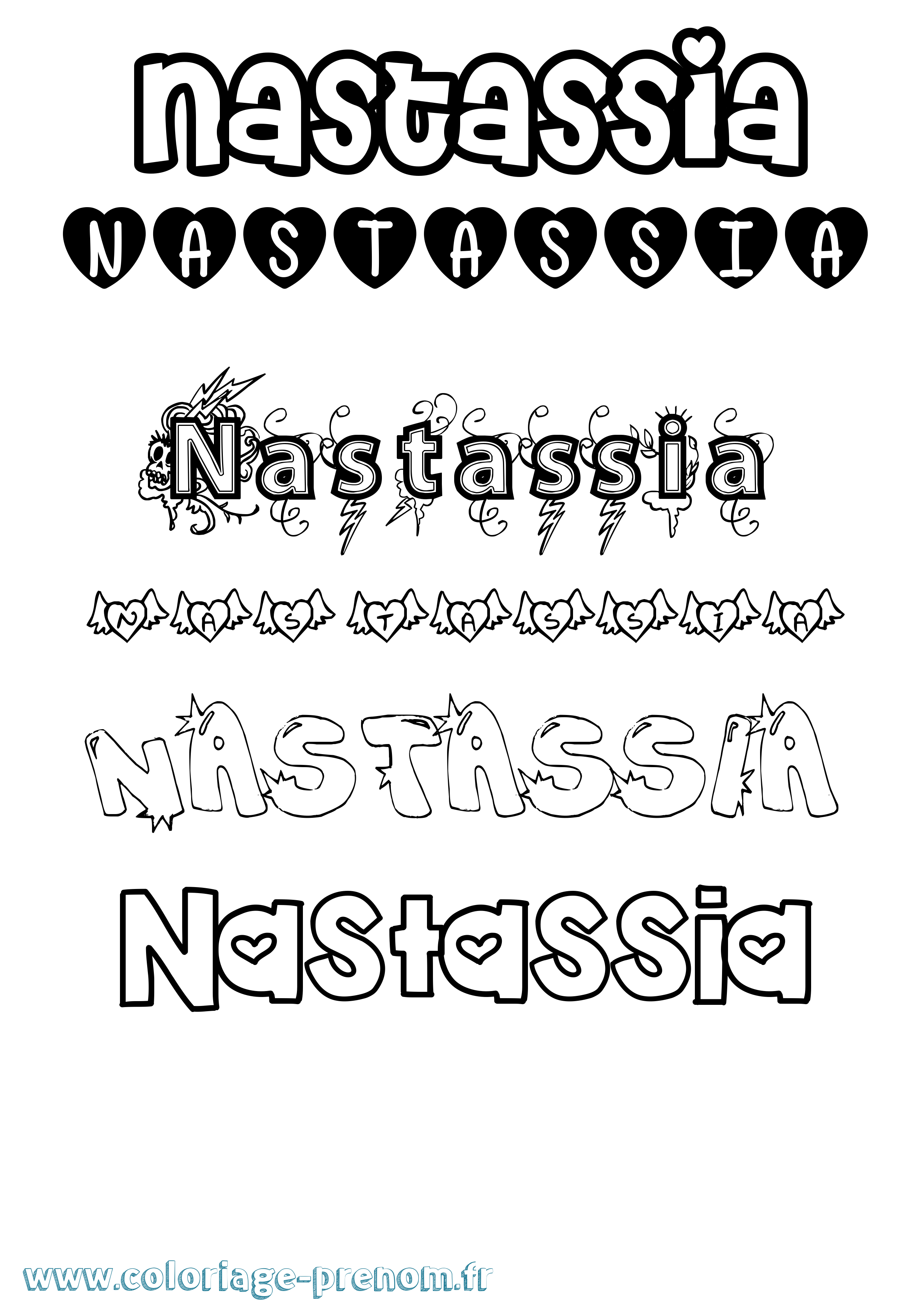 Coloriage Nastassia Girly Coloriage prénom Nastassia Girly