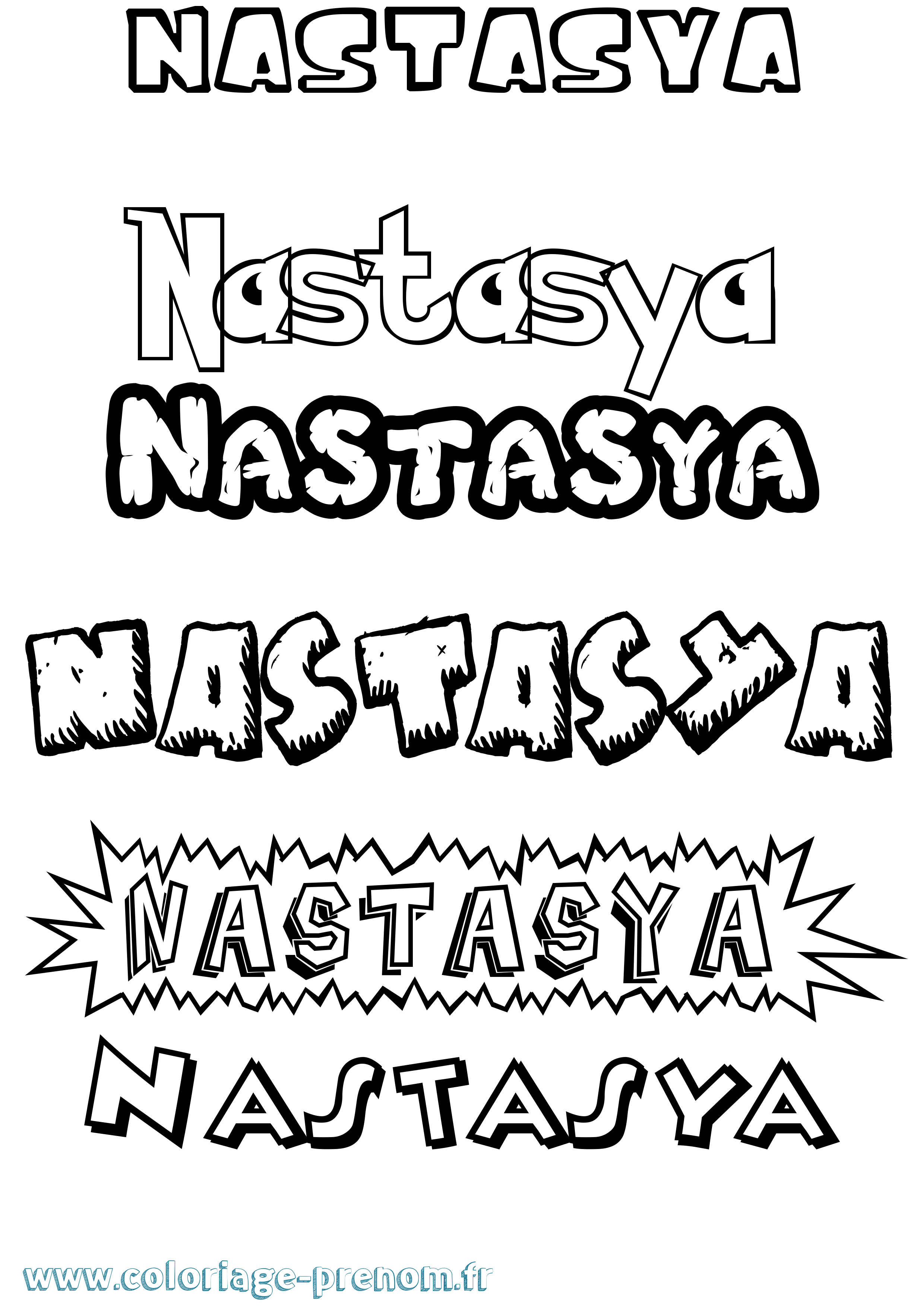 Coloriage Nastasya Dessin Animé Coloriage prénom Nastasya Dessin Animé