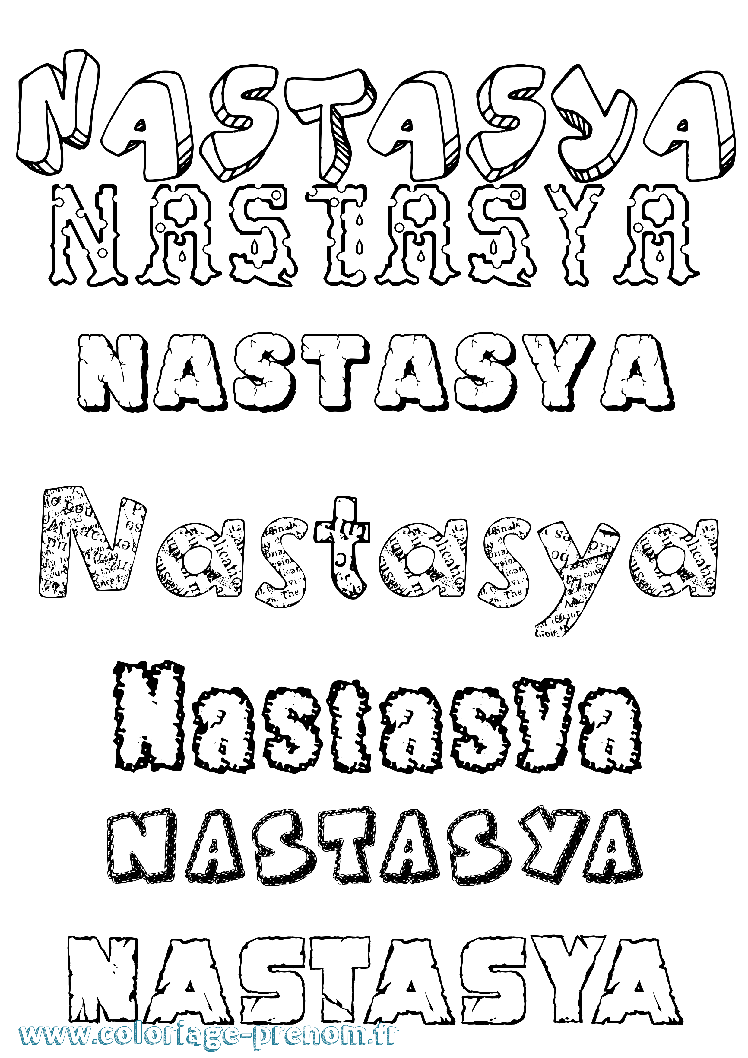 Coloriage Nastasya Destructuré Coloriage prénom Nastasya Destructuré