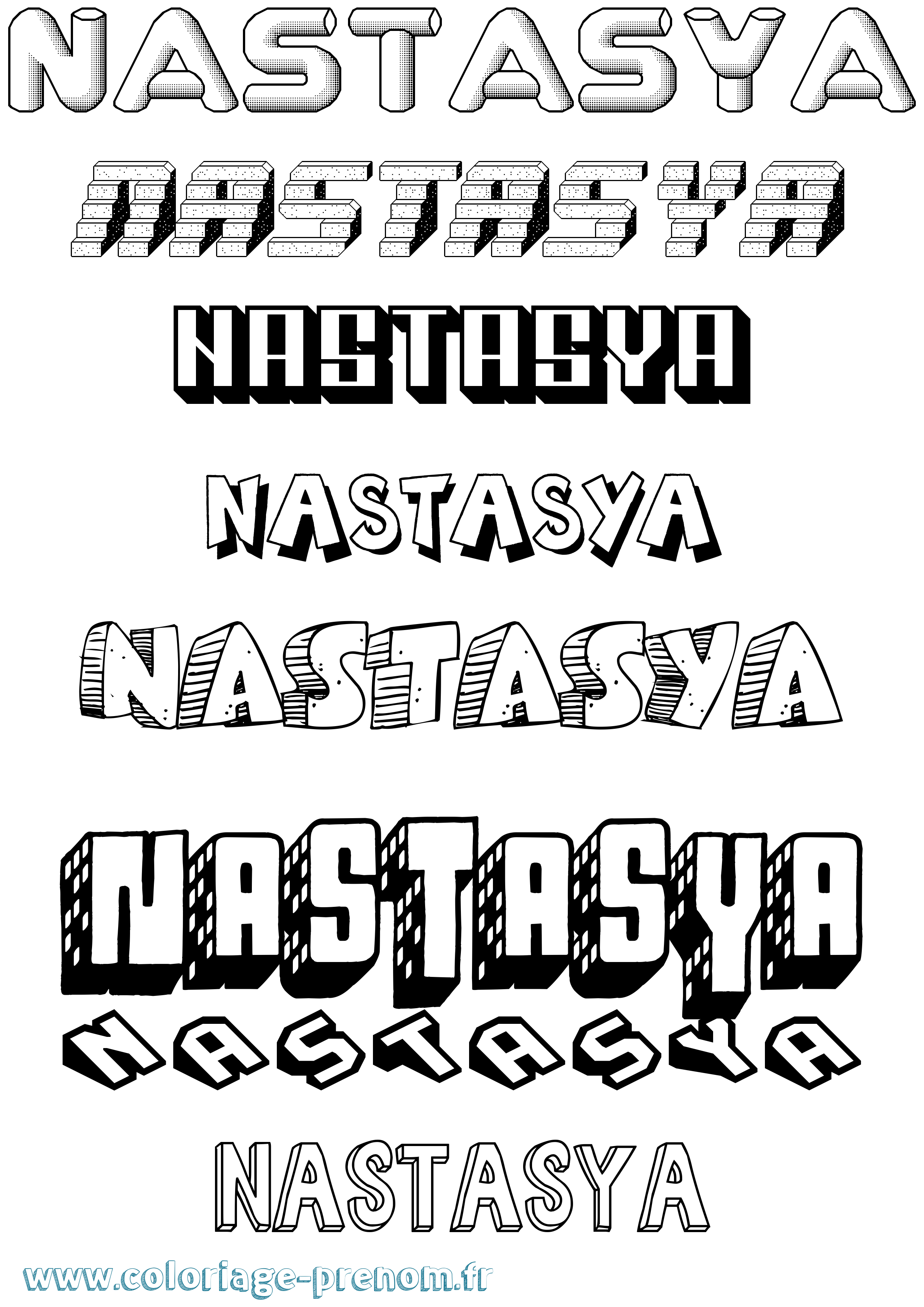 Coloriage Nastasya Effet 3D Coloriage prénom Nastasya Effet 3D