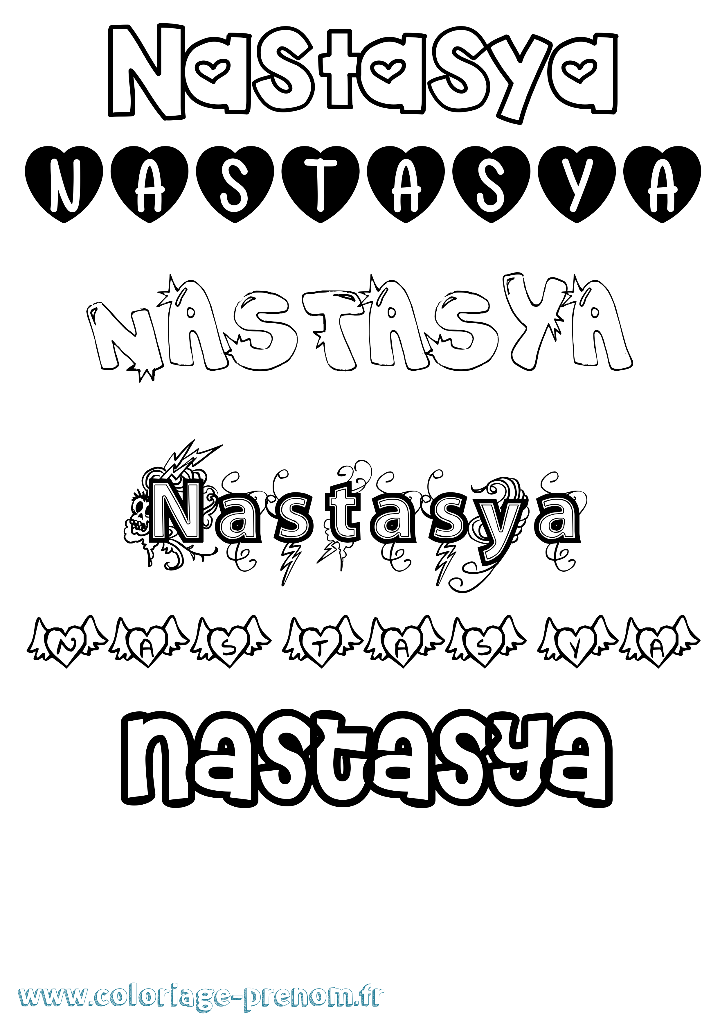 Coloriage Nastasya Girly Coloriage prénom Nastasya Girly