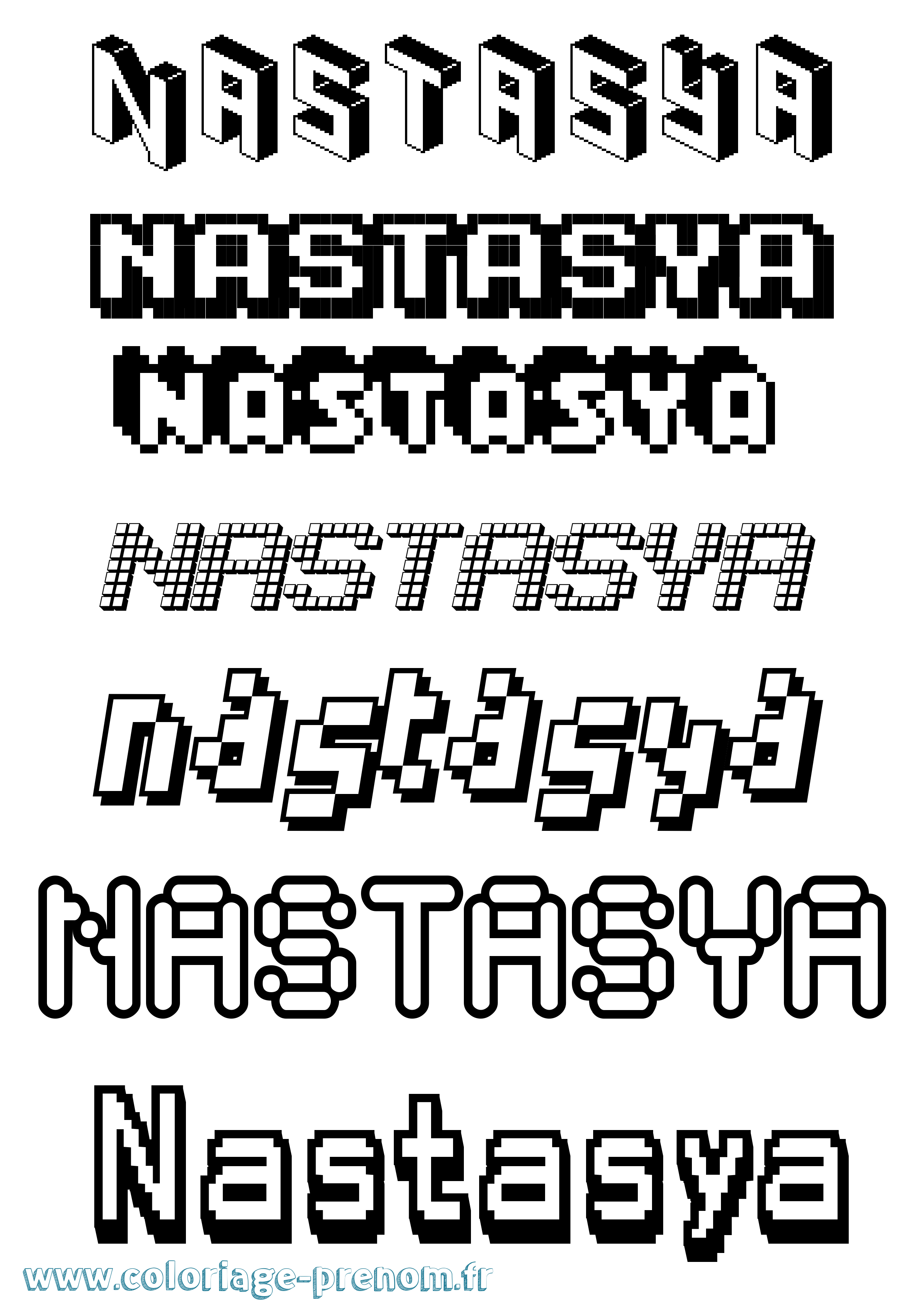 Coloriage Nastasya Pixel Coloriage prénom Nastasya Pixel