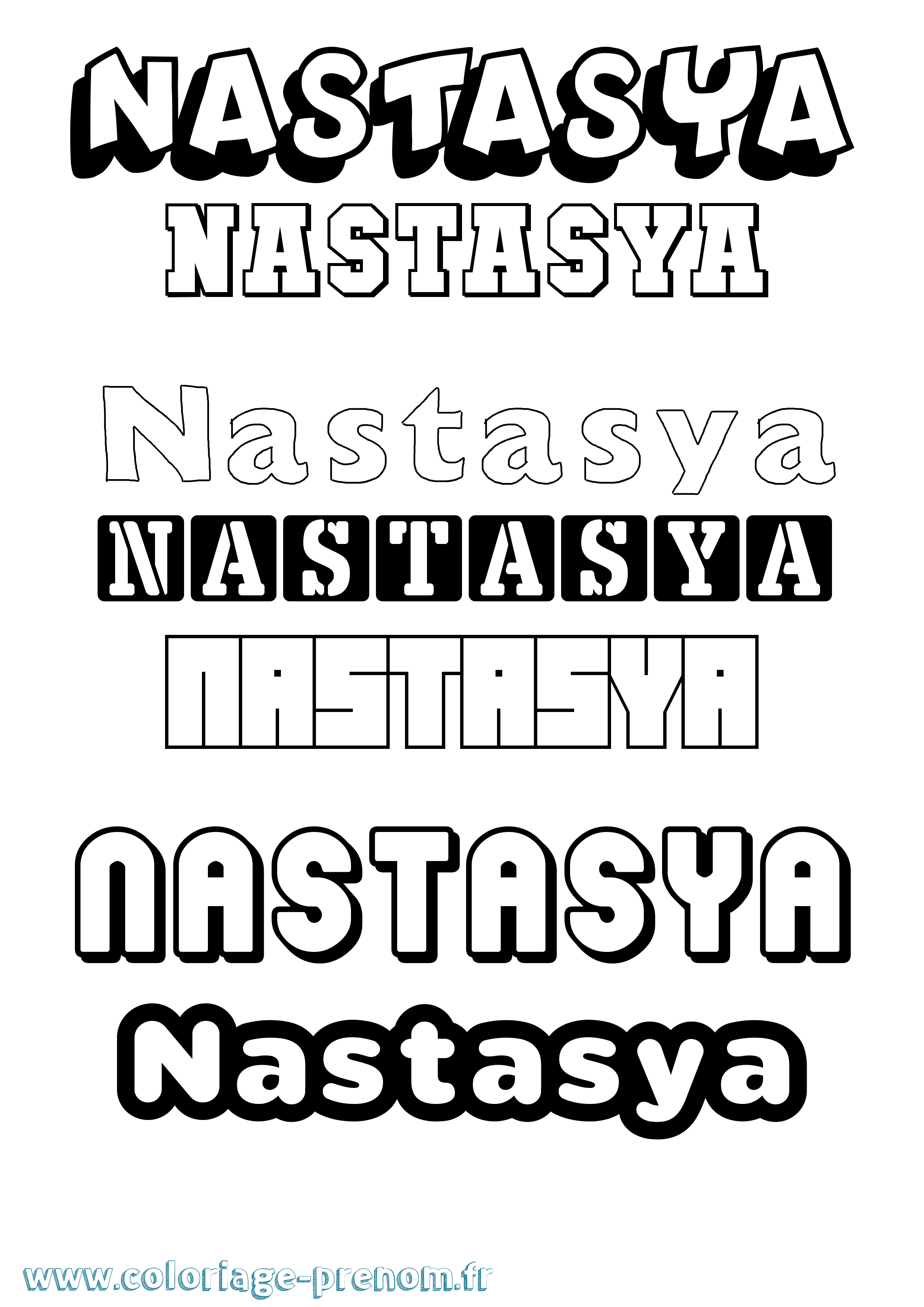 Coloriage Nastasya Simple Coloriage prénom Nastasya Simple