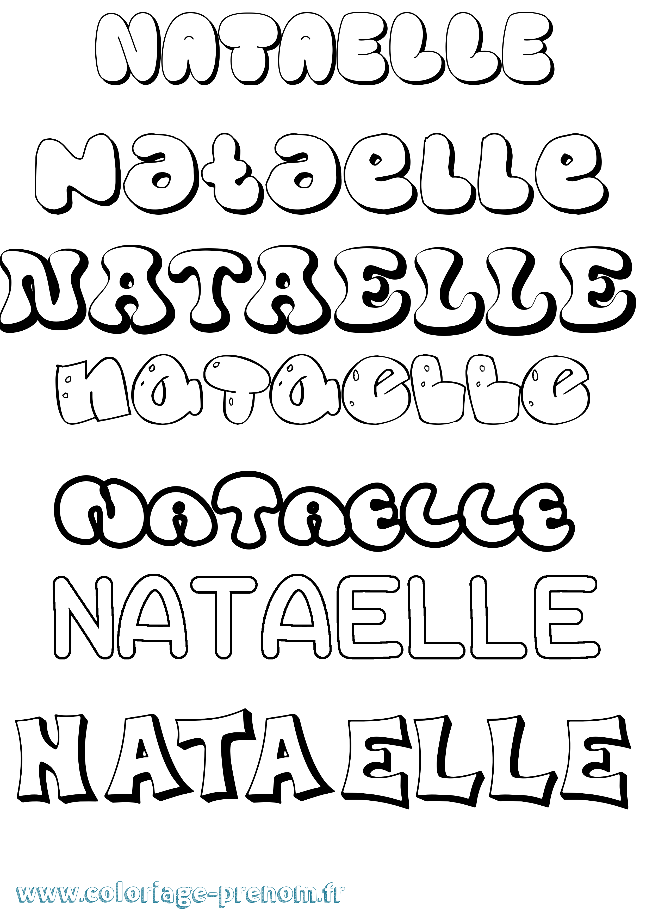 Coloriage Nataelle Bubble Coloriage prénom Nataelle Bubble