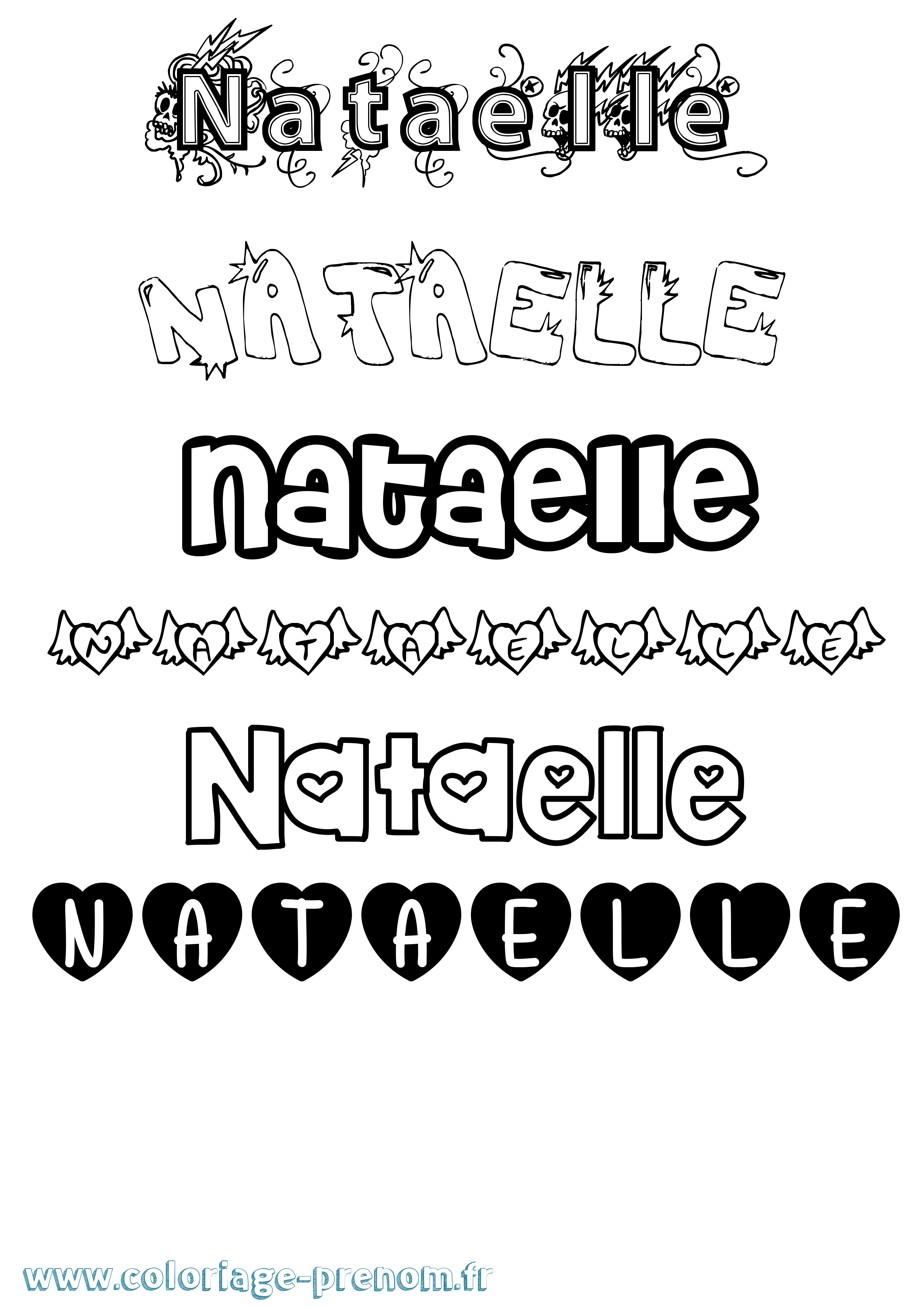 Coloriage Nataelle Girly Coloriage prénom Nataelle Girly