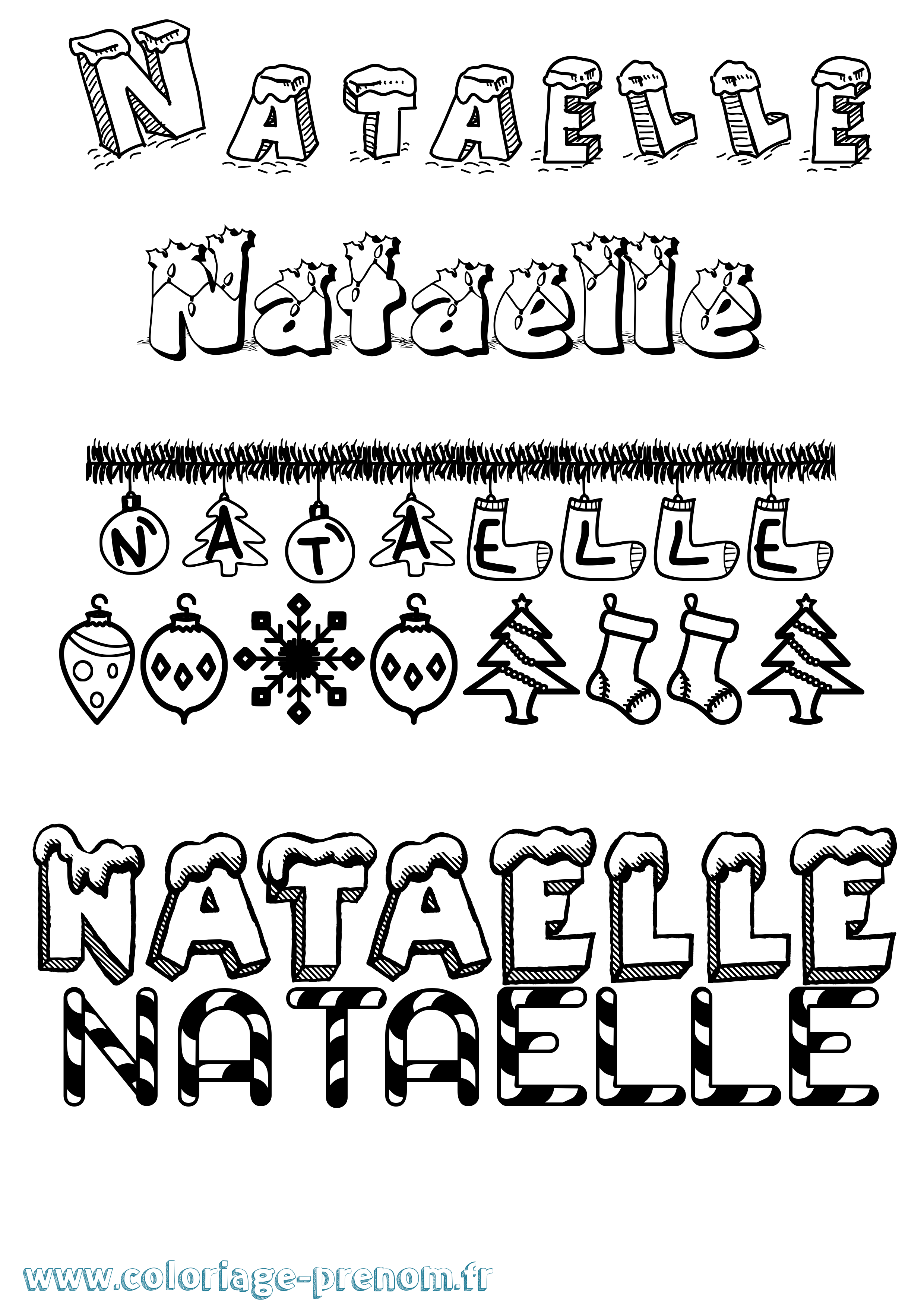 Coloriage Nataelle Noël Coloriage prénom Nataelle Noël