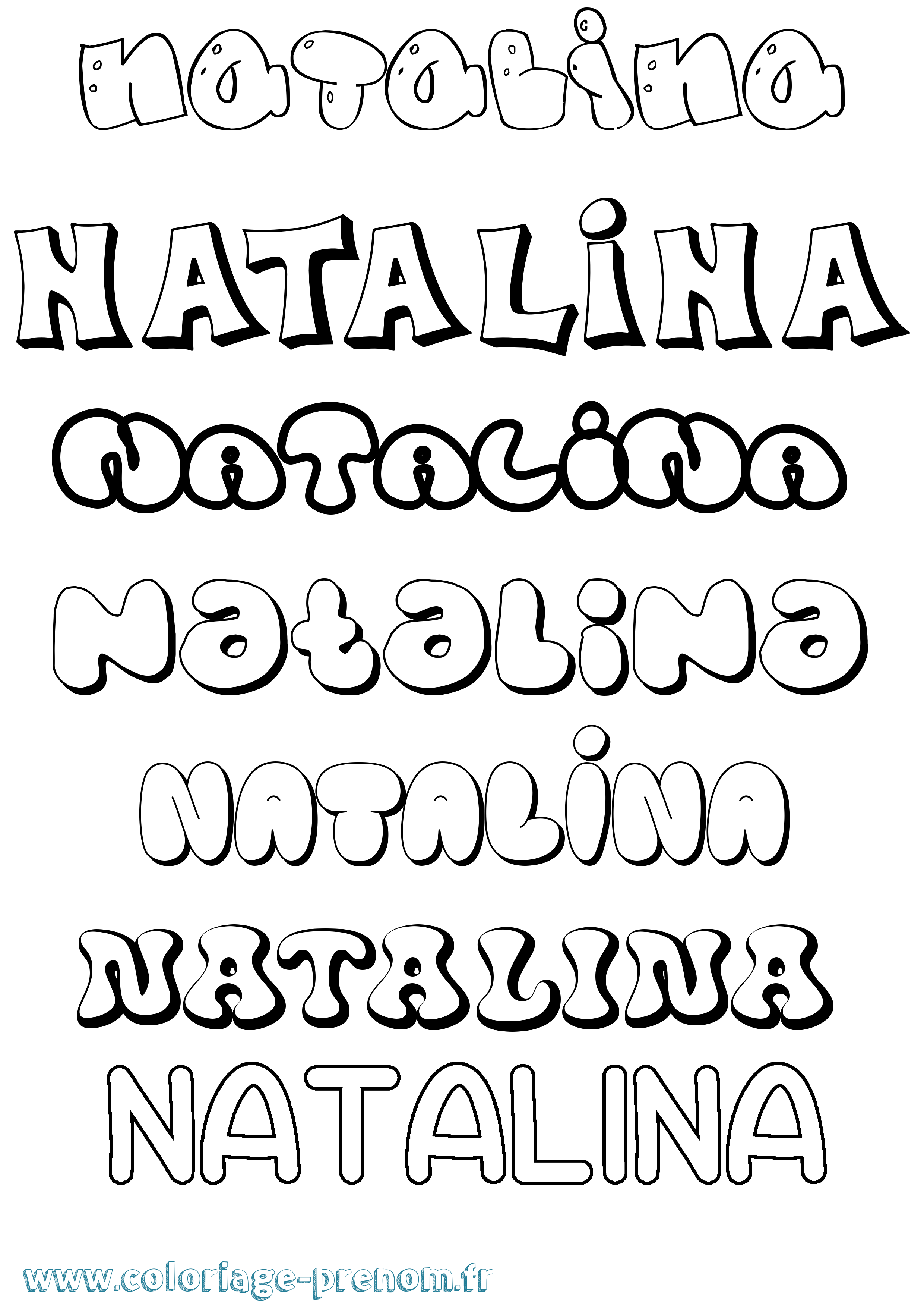Coloriage Natalina Bubble Coloriage prénom Natalina Bubble