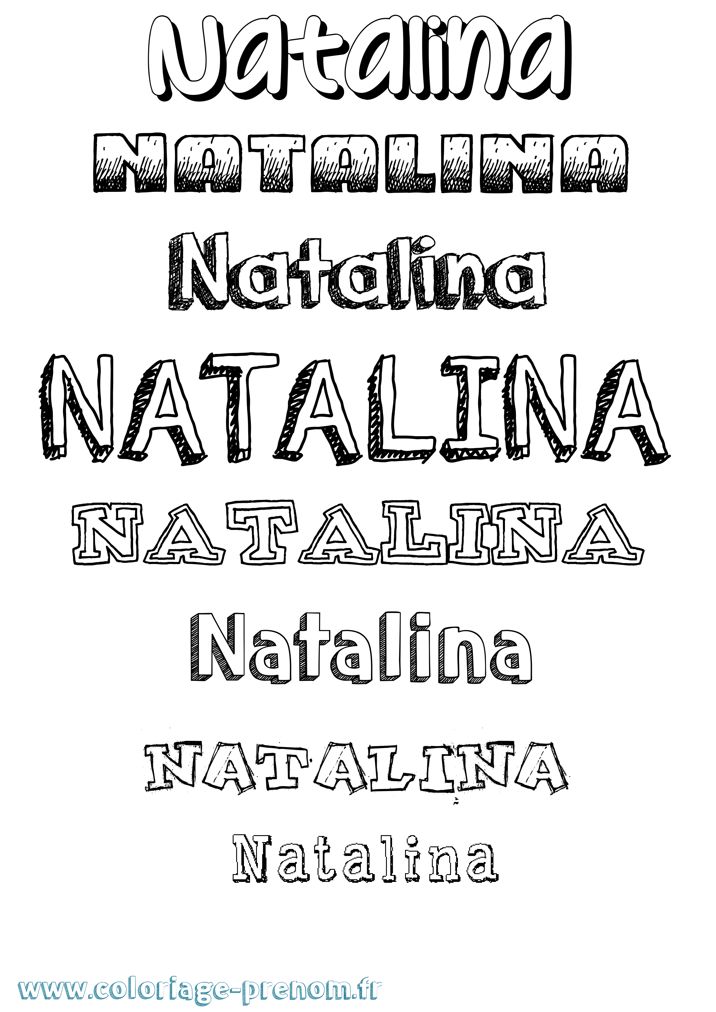 Coloriage Natalina Dessiné Coloriage prénom Natalina Dessiné