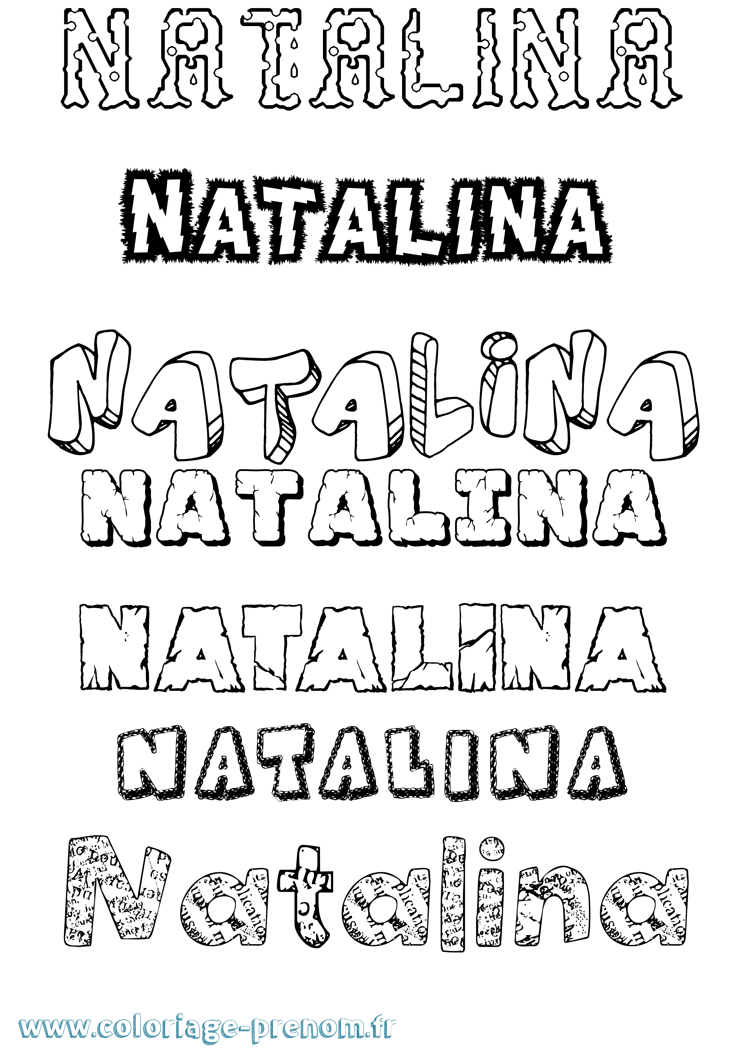 Coloriage Natalina Destructuré Coloriage prénom Natalina Destructuré