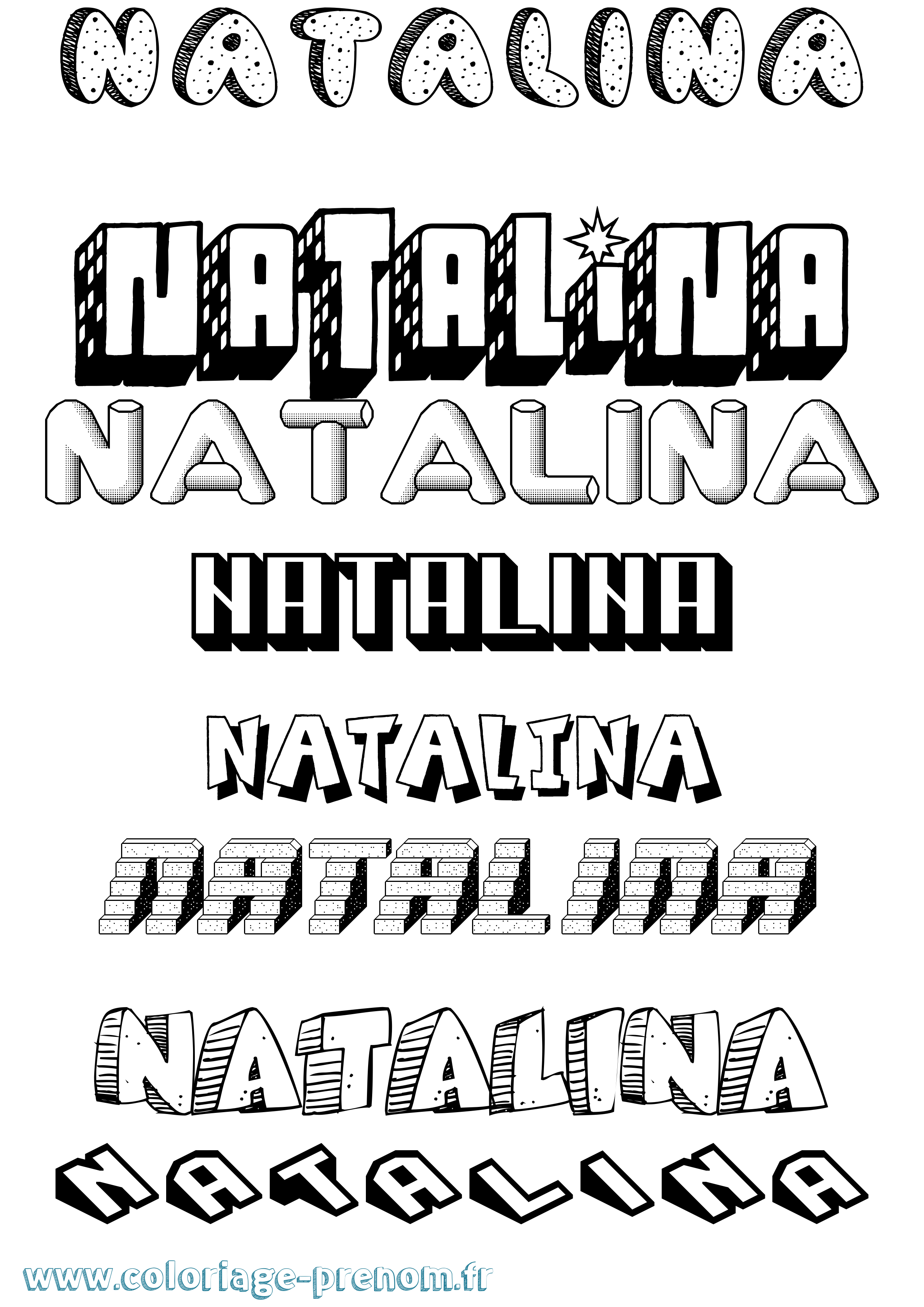 Coloriage Natalina Effet 3D Coloriage prénom Natalina Effet 3D