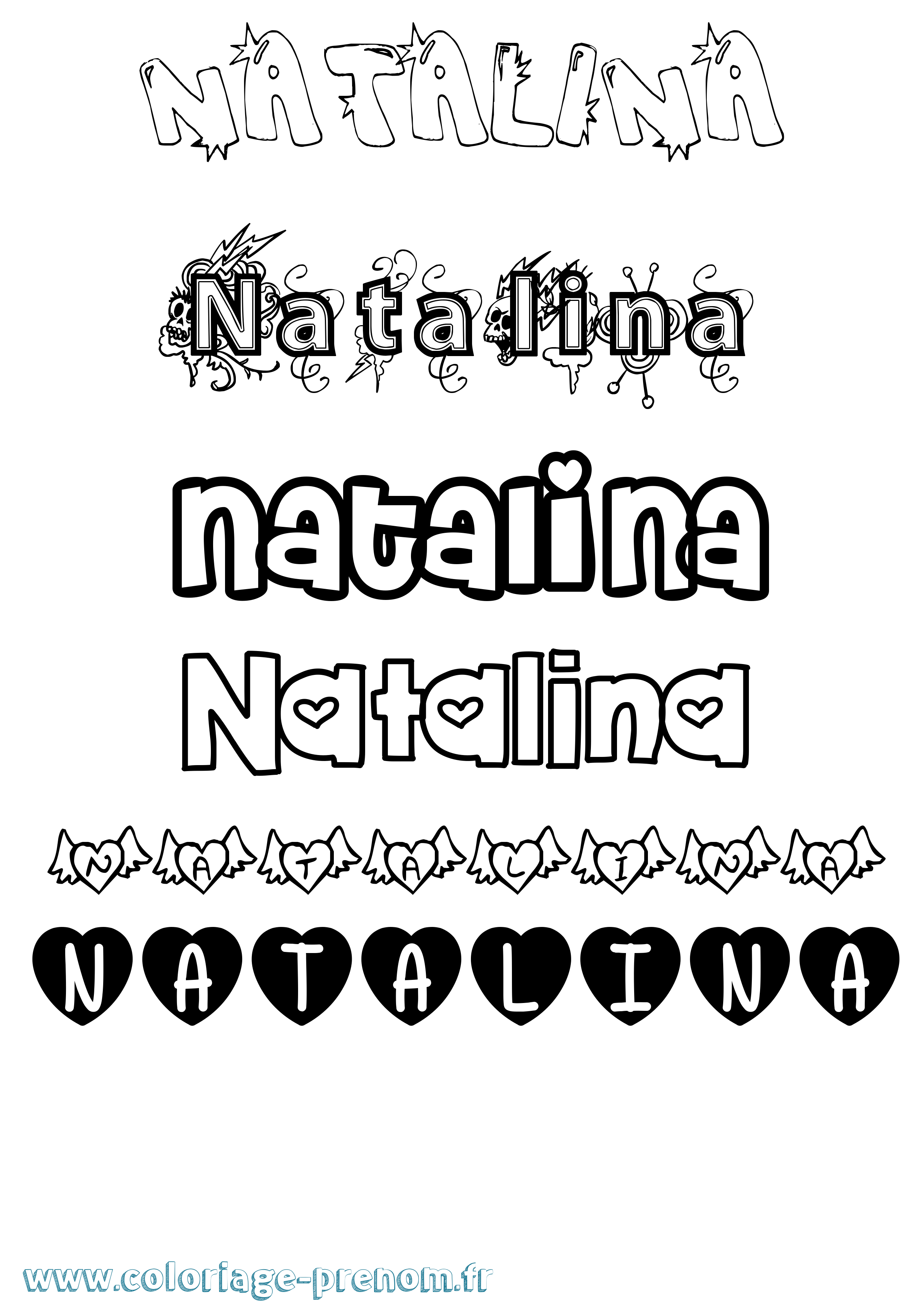 Coloriage Natalina Girly Coloriage prénom Natalina Girly