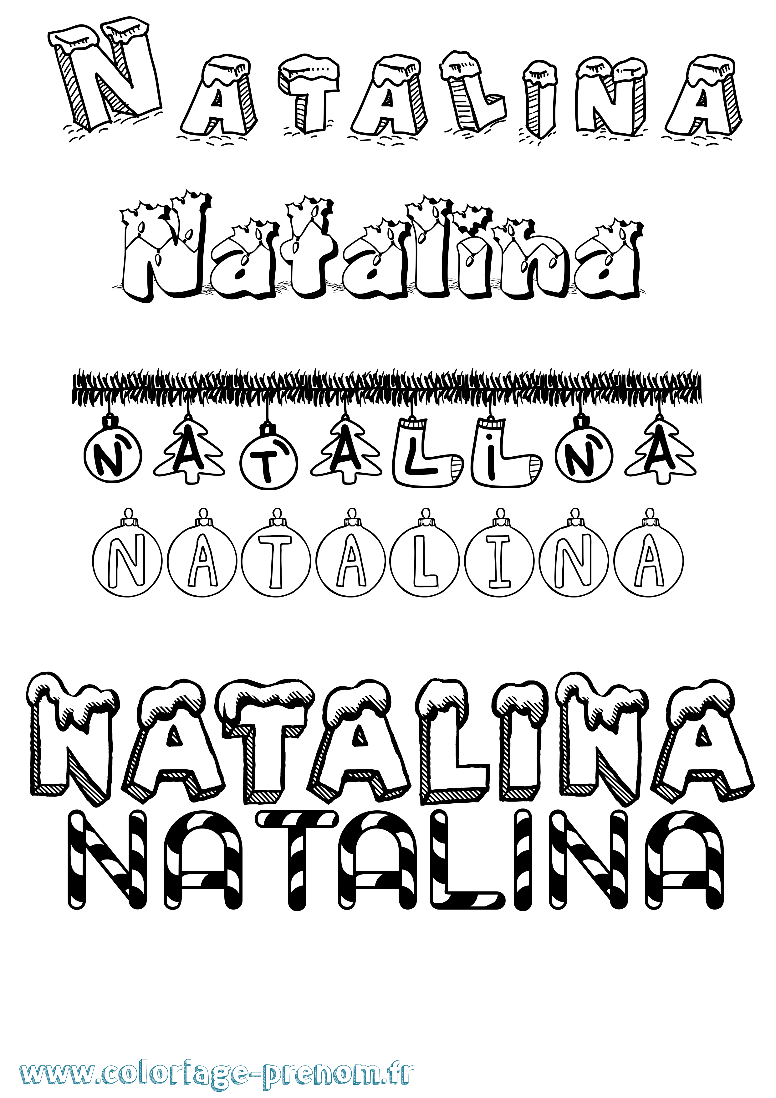 Coloriage Natalina Noël Coloriage prénom Natalina Noël