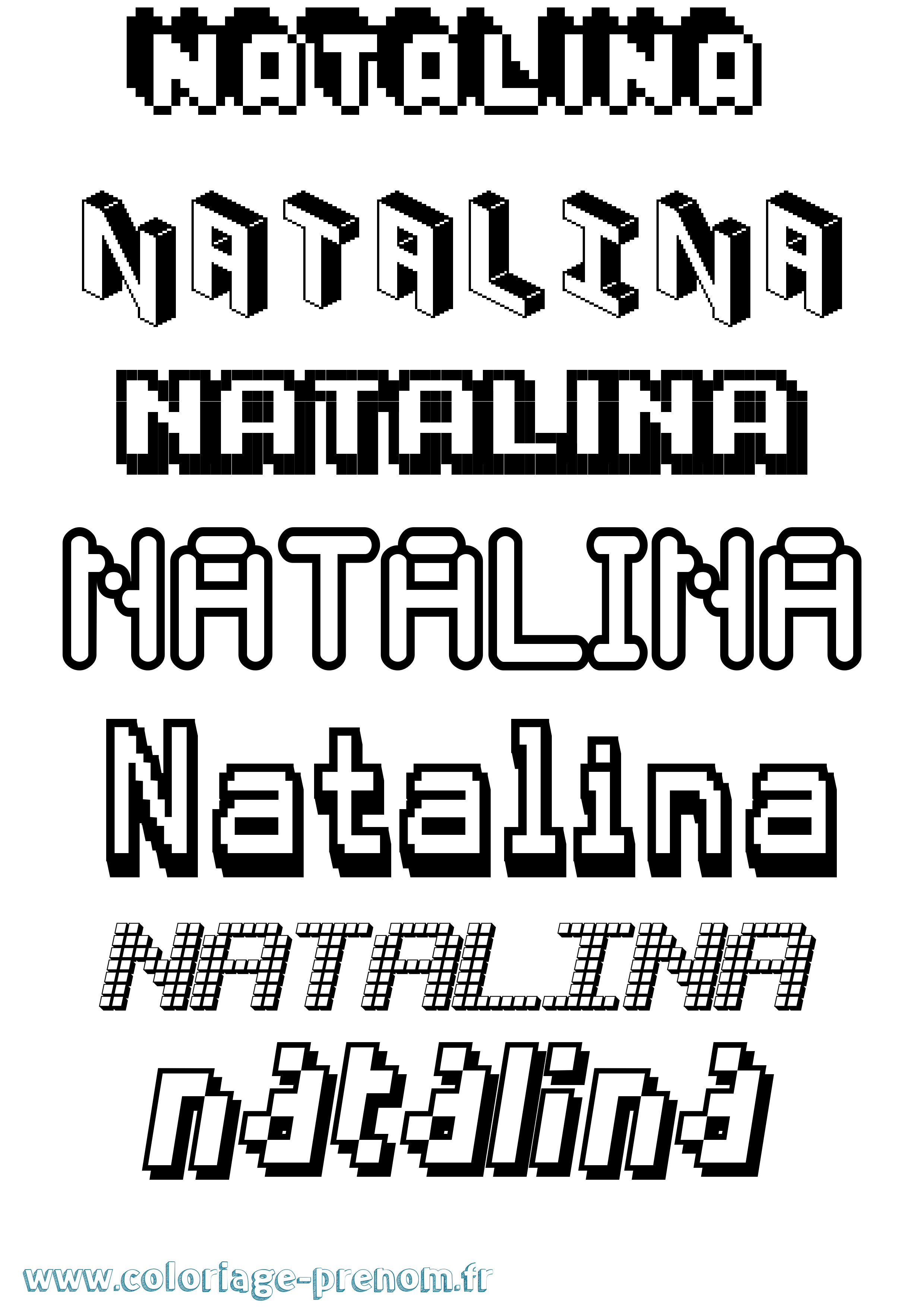 Coloriage Natalina Pixel Coloriage prénom Natalina Pixel