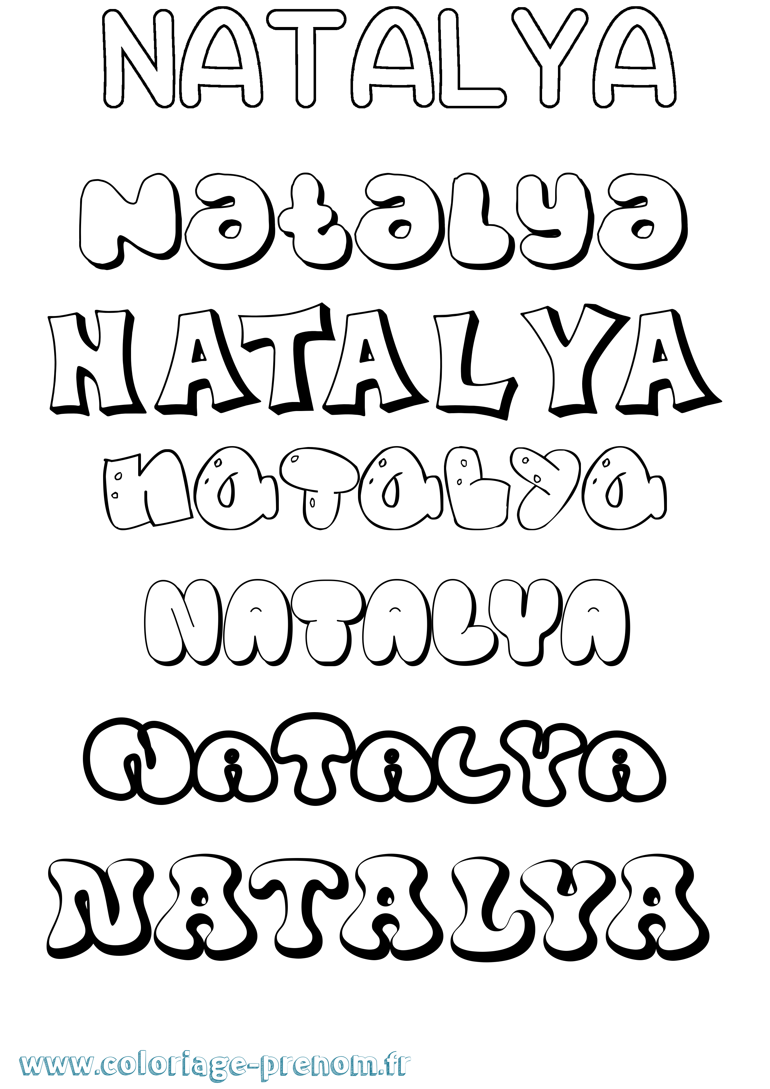 Coloriage Natalya Bubble Coloriage prénom Natalya Bubble