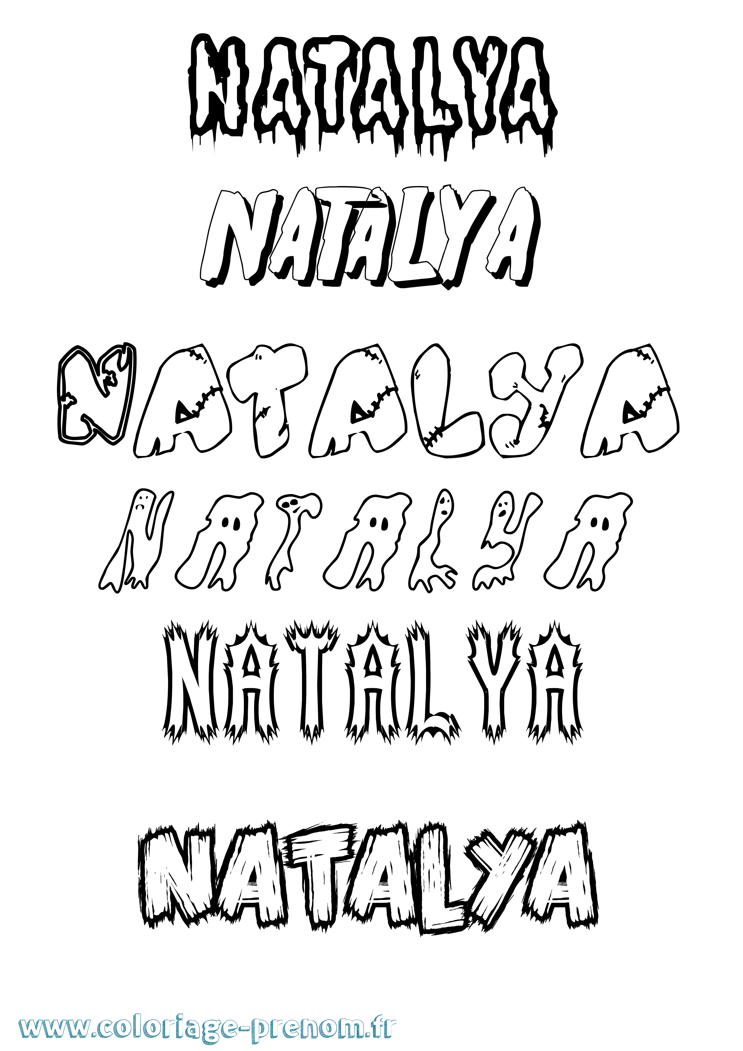 Coloriage Natalya Frisson Coloriage prénom Natalya Frisson