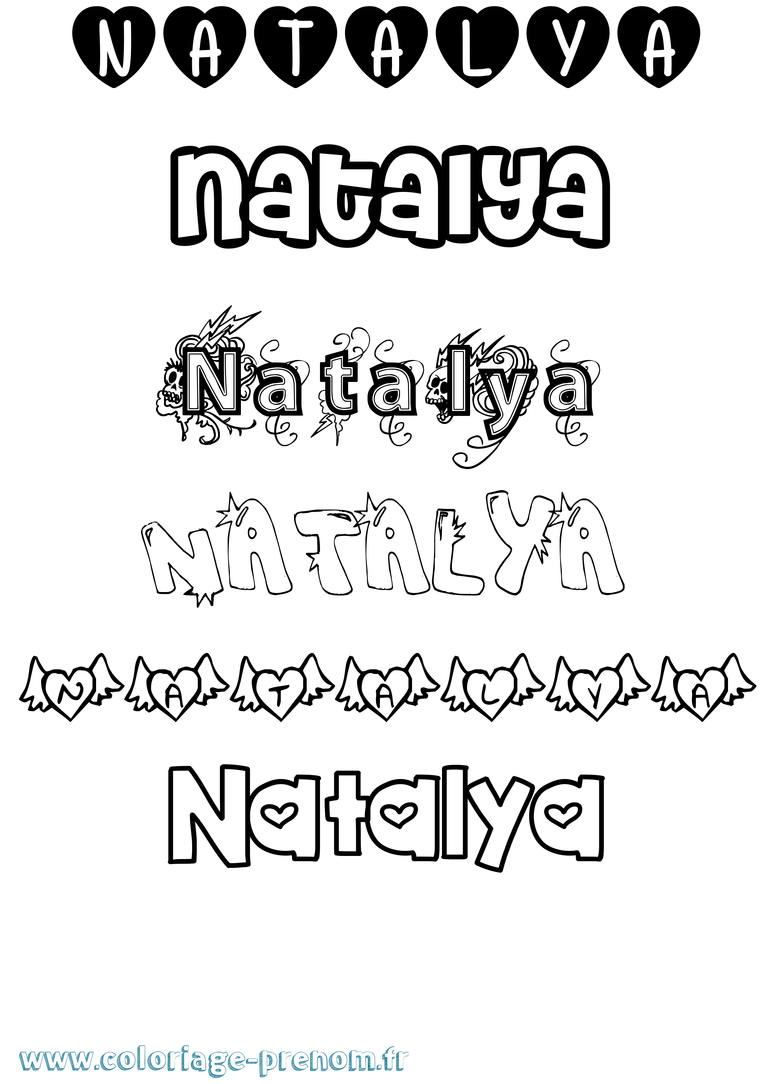 Coloriage Natalya Girly Coloriage prénom Natalya Girly